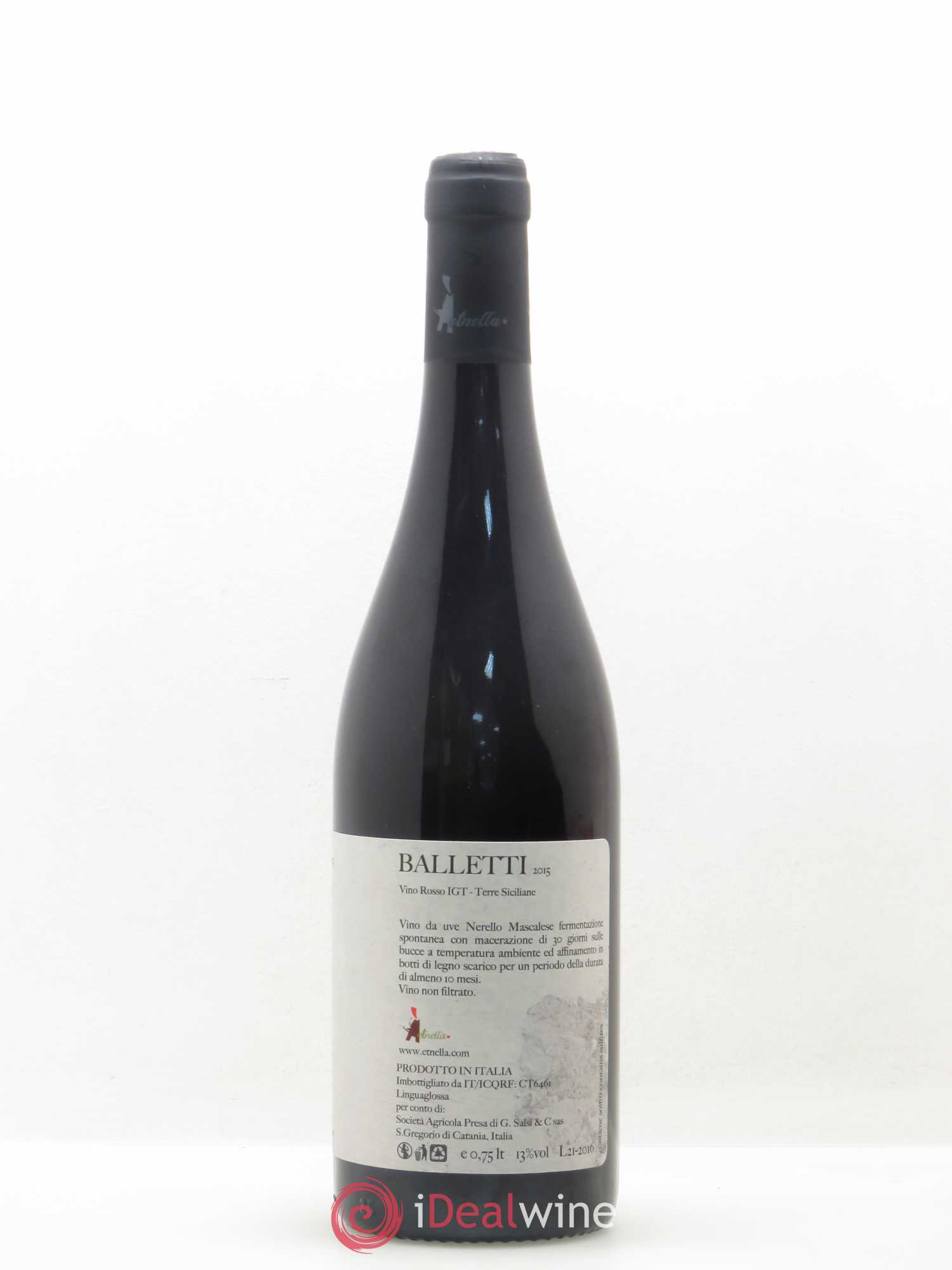 Italie IGT Terre Siciliane Etnella Balletti Davide Bentivegna (sans prix de réserve) 2015 - Posten von 1 Flasche - 1
