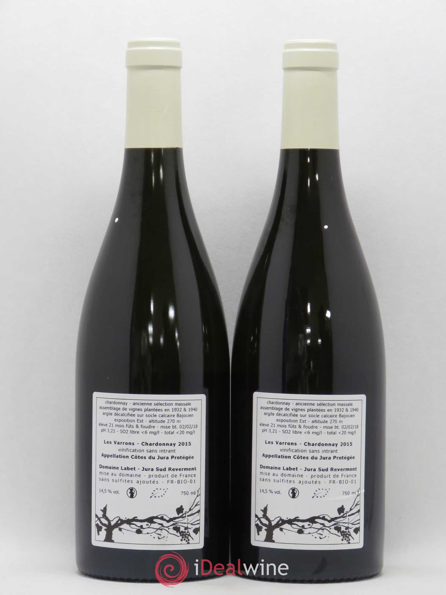 Côtes du Jura Chardonnay Les Varrons Romain - Julien - Charline Labet 2015 - Lot de 2 bouteilles - 1