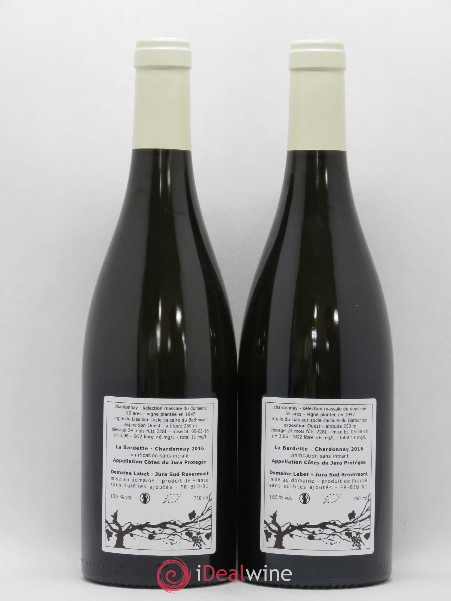 Côtes du Jura Chardonnay La Bardette Romain - Julien - Charline Labet 2016 - Lot de 2 bouteilles - 1