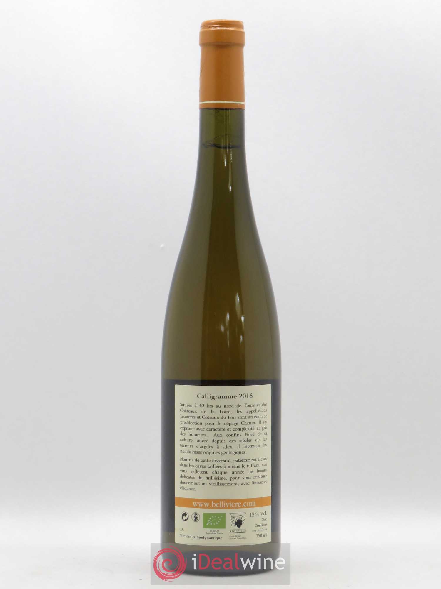 Jasnières Calligramme Domaine de Bellivière 2016 - Lot de 1 bouteille - 1