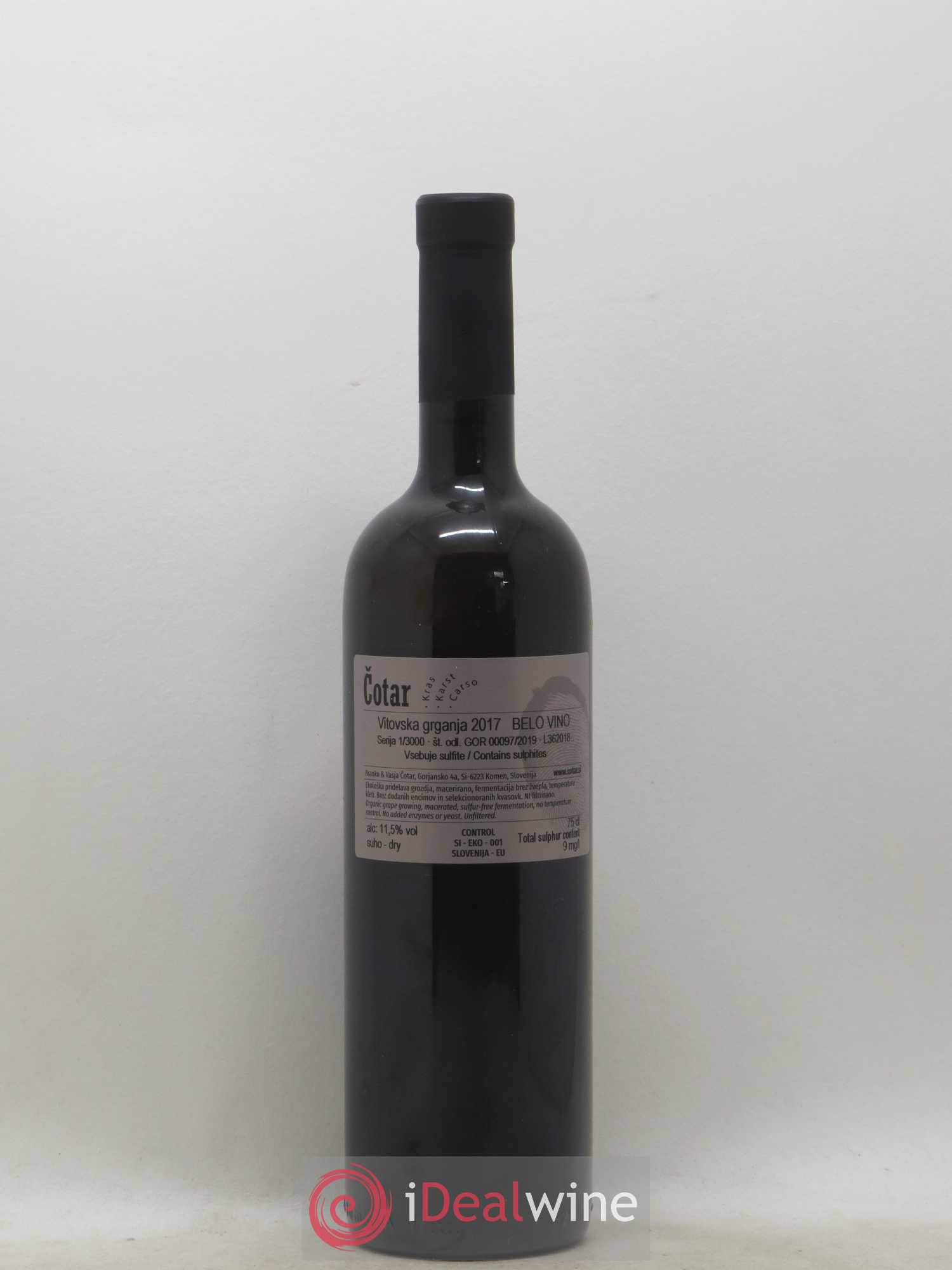 Divers Slovenie Vitovska Granja Belo Vino Cotar (no reserve) 2017 - Lot of 1 bottle - 1