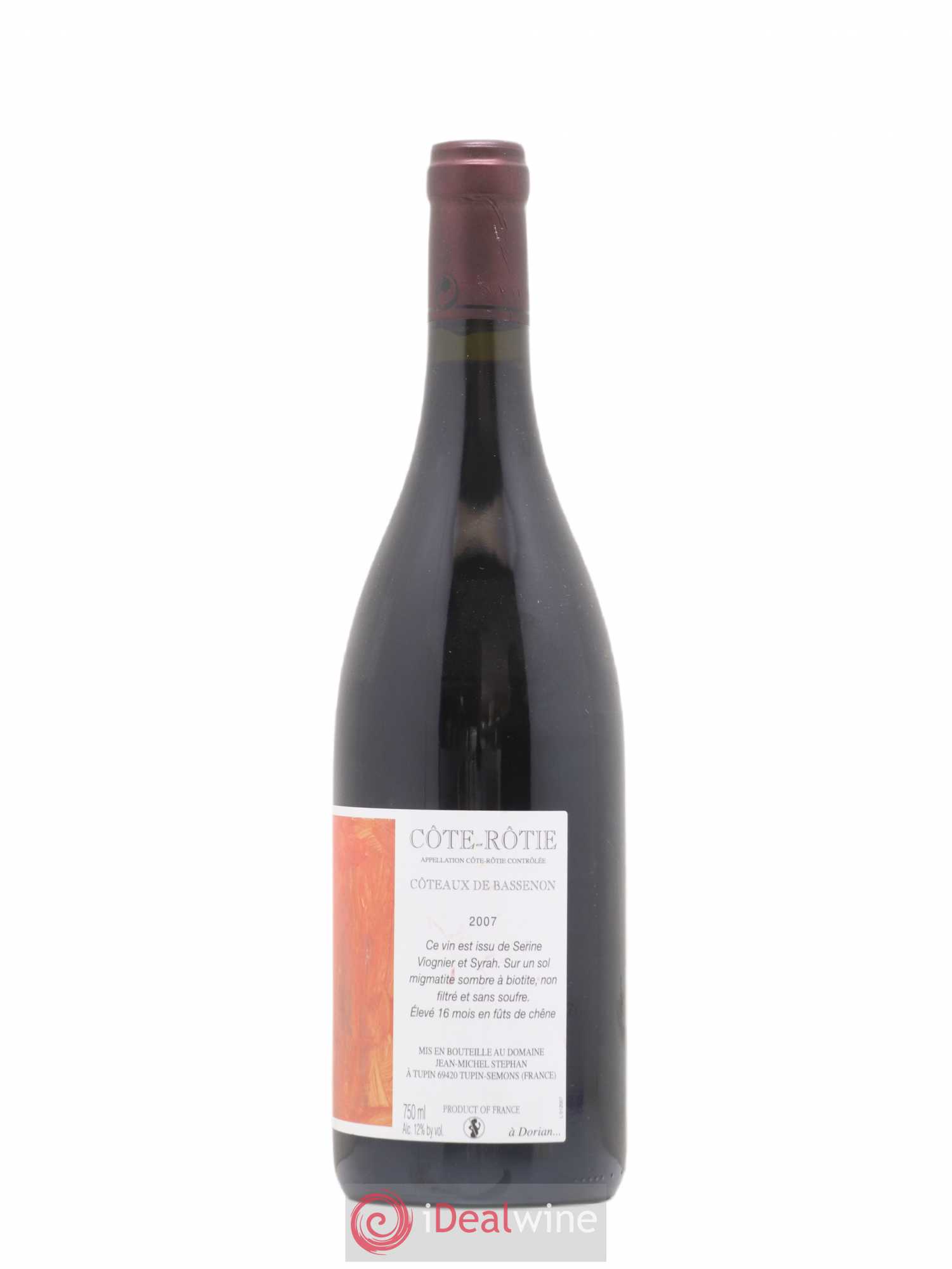 Côte-Rôtie Coteaux de Bassenon Jean-Michel Stephan 2007 - Lot de 1 bouteille - 1