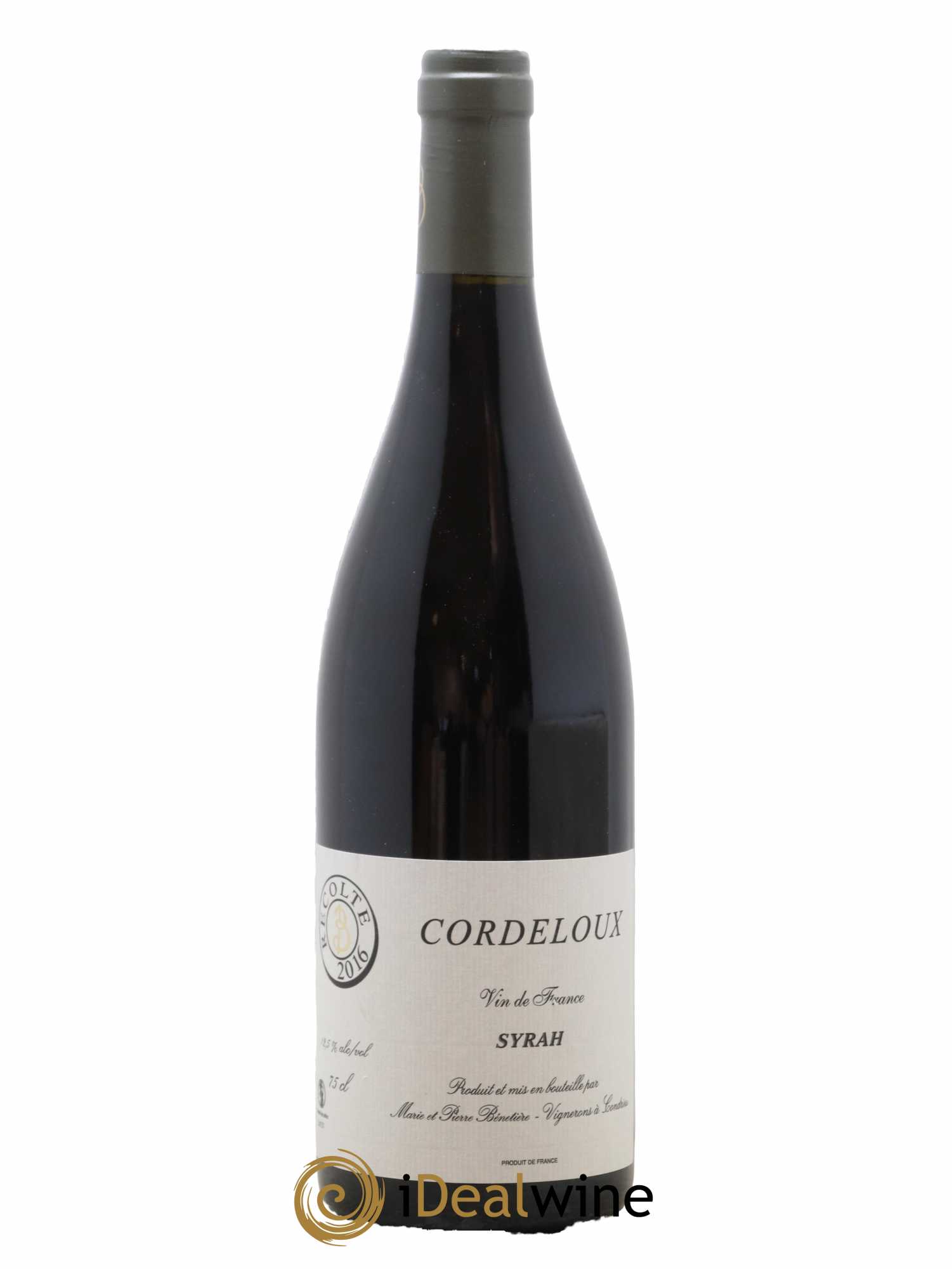 Vin de France Syrah Cordeloux Marie et Pierre Bénetière (Domaine) 2016 - Lot de 1 bouteille - 0