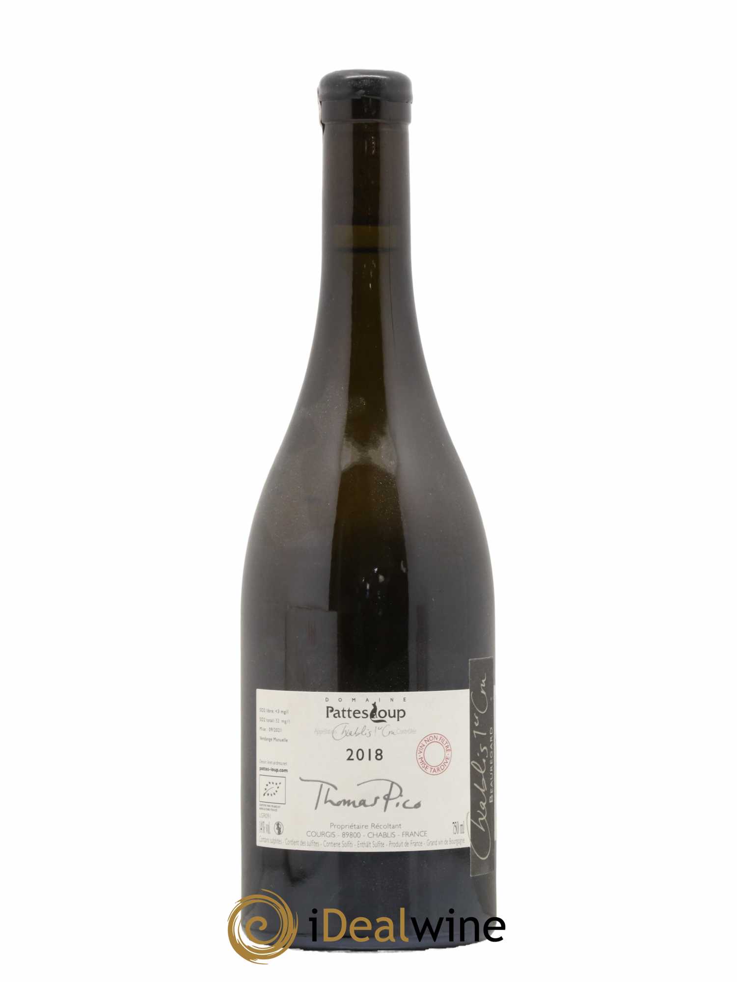 Chablis 1er Cru Beauregard Pattes Loup (Domaine) 2018 - Lot de 1 bouteille - 1