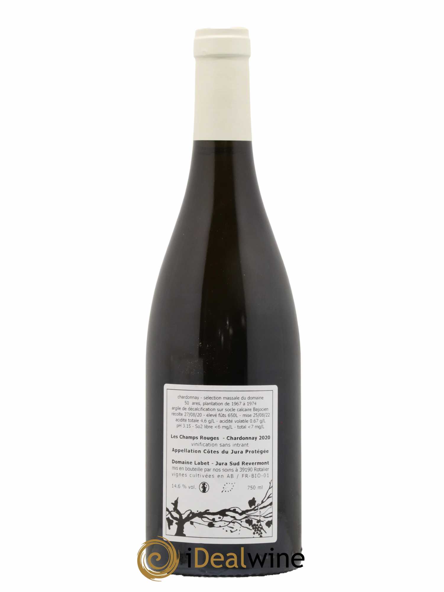 Côtes du Jura Chardonnay Les Champs Rouges Romain - Julien - Charline Labet 2020 - Lot de 1 bouteille - 1