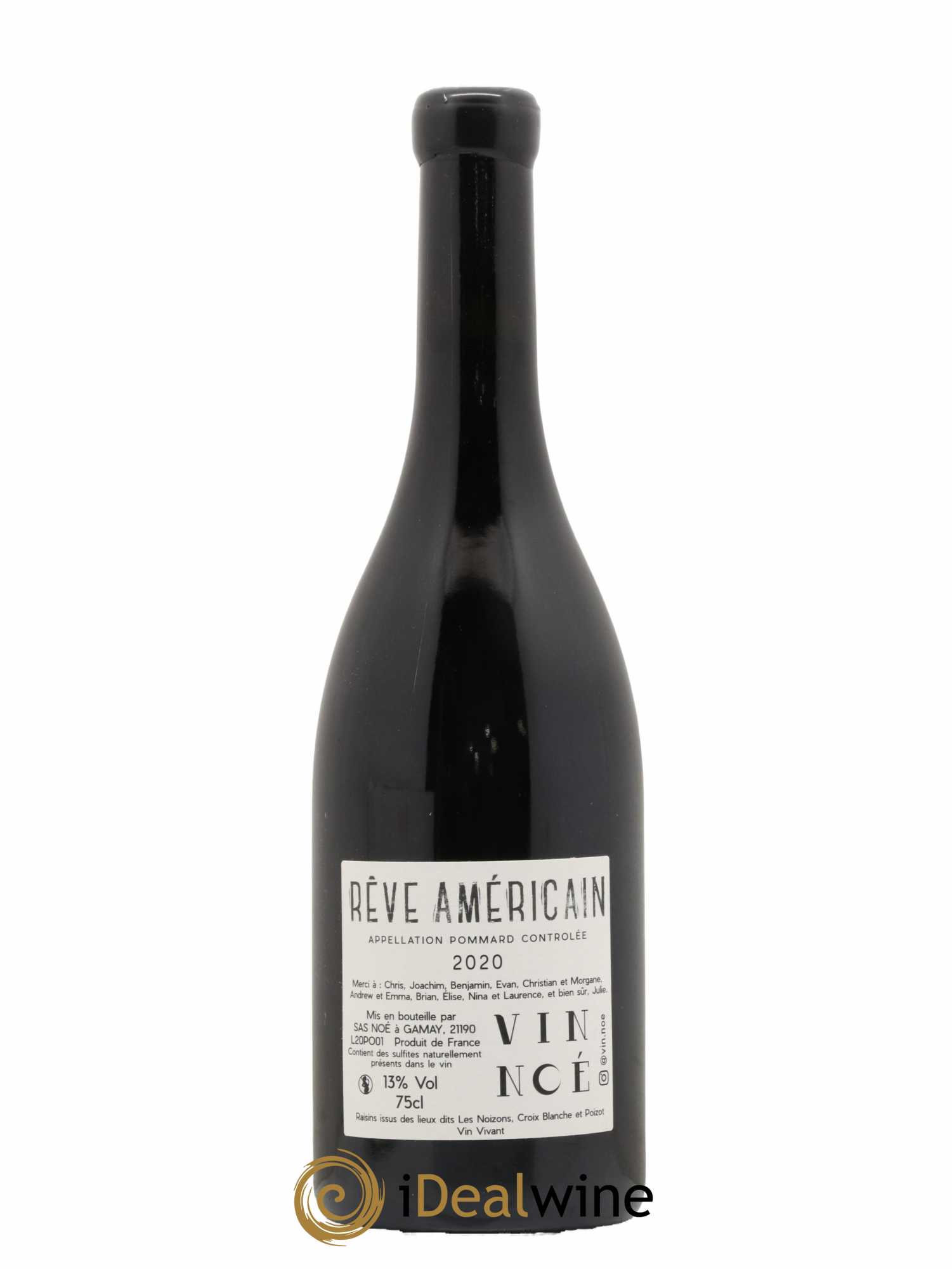 Pommard Rêve Américain Vin Noé 2020 - Lot de 1 bouteille - 1