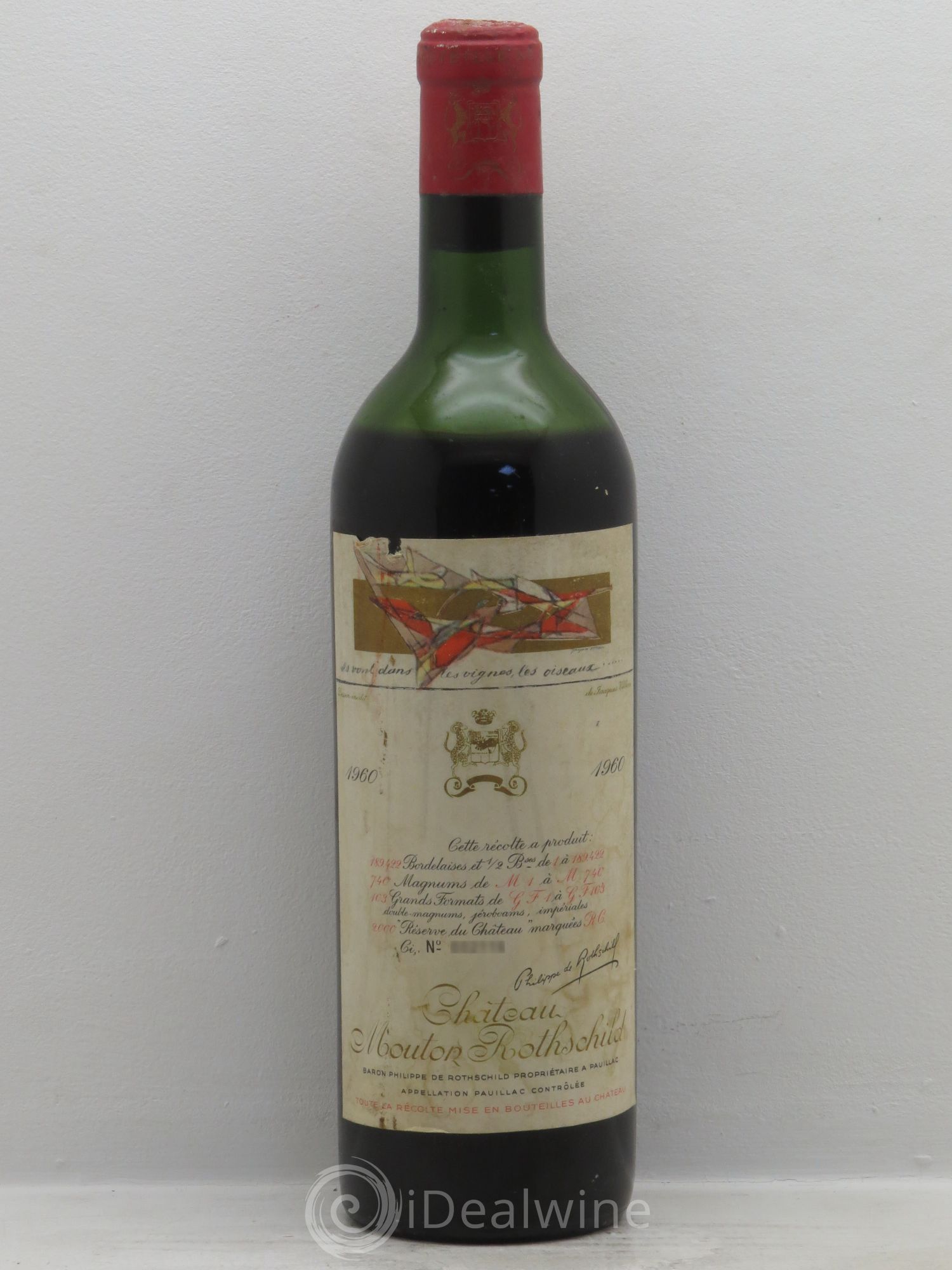Château Mouton Rothschild 1er Grand Cru Classé 1960 - Lot de 1 bouteille - 0