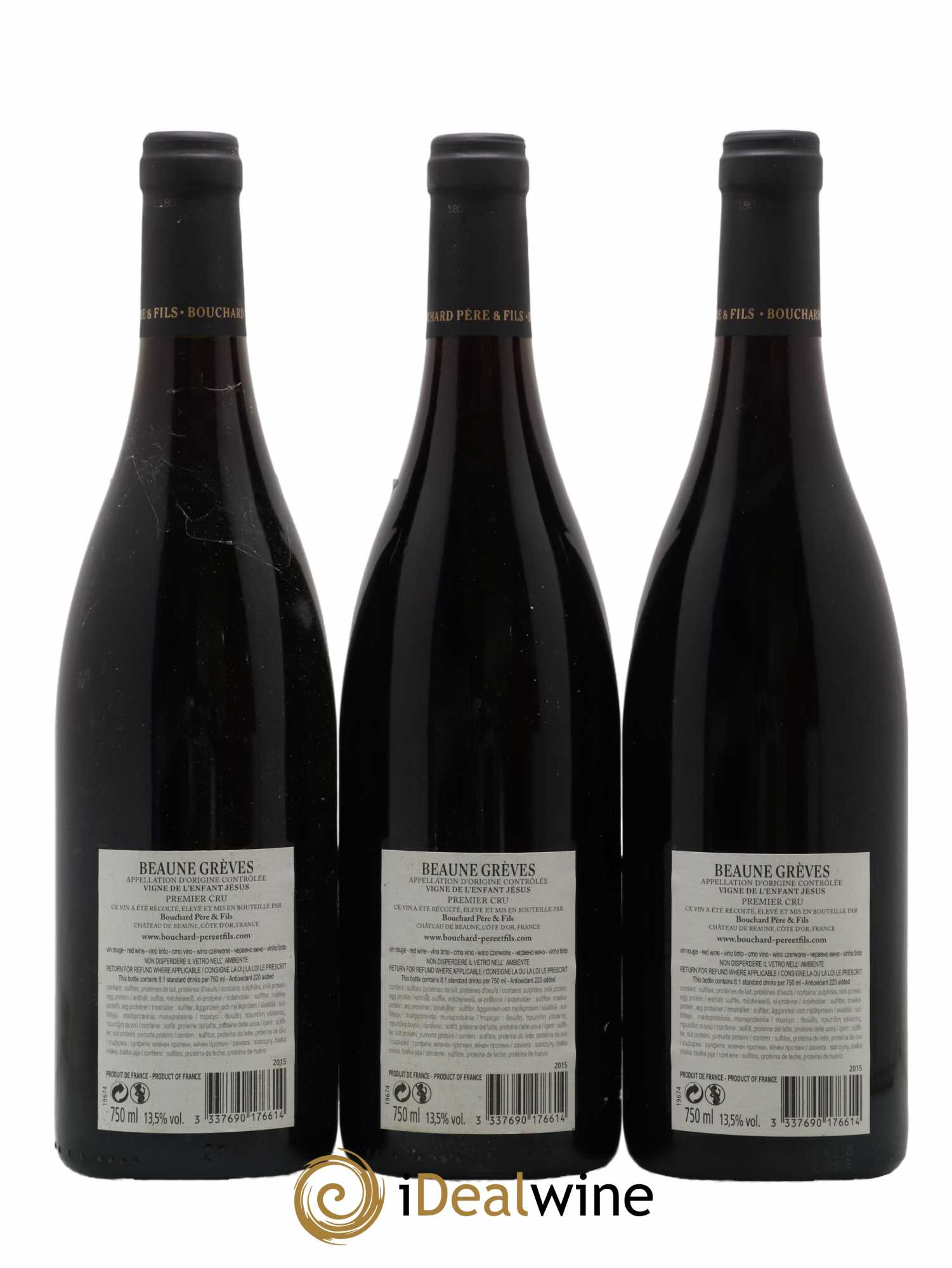 Beaune 1er Cru Grèves - Vigne de l'Enfant Jésus Bouchard Père & Fils 2015 - Lot de 3 bouteilles - 1