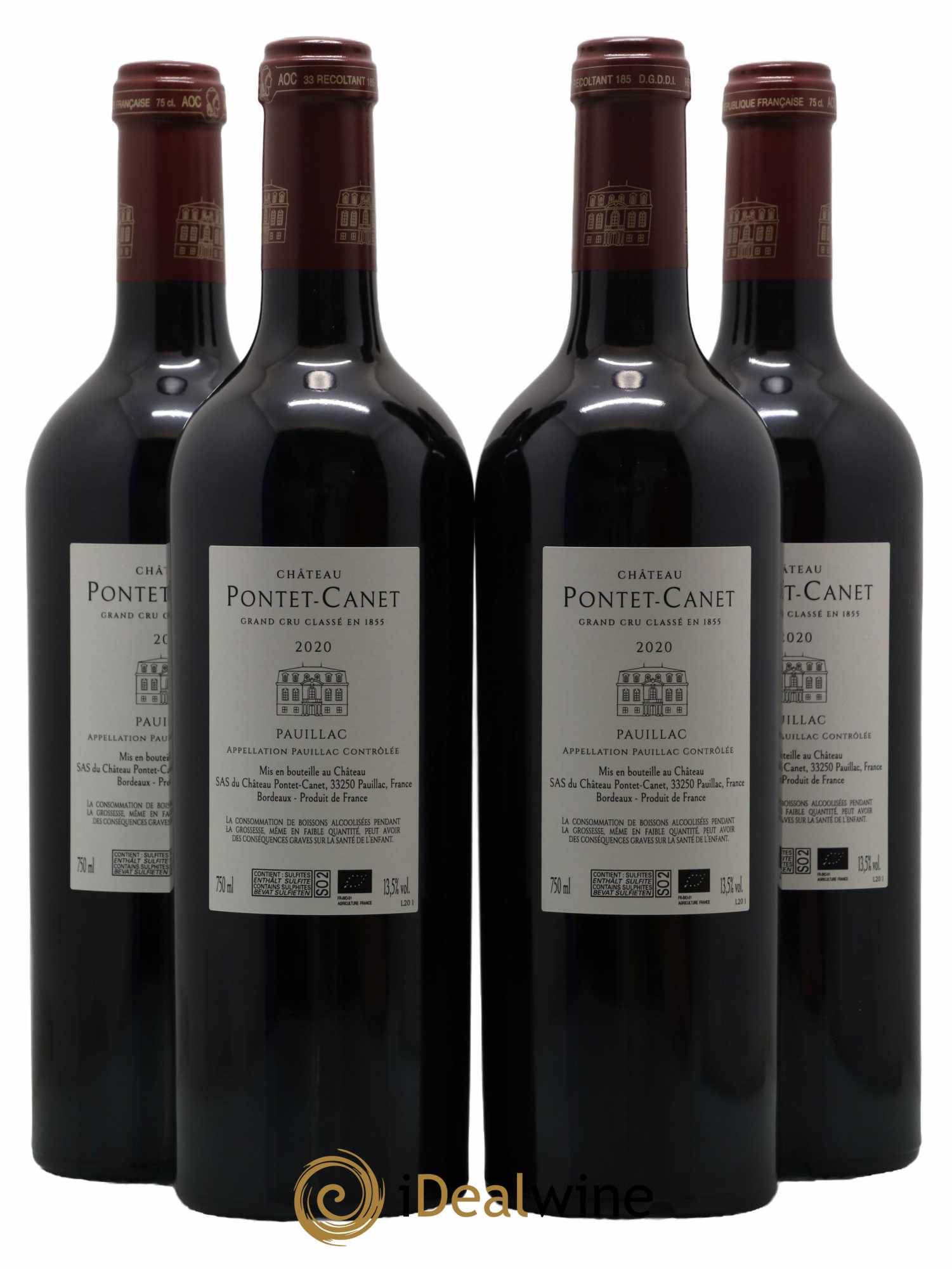 Château Pontet Canet 5ème Grand Cru Classé 2020 - Lot of 4 bottles - 1