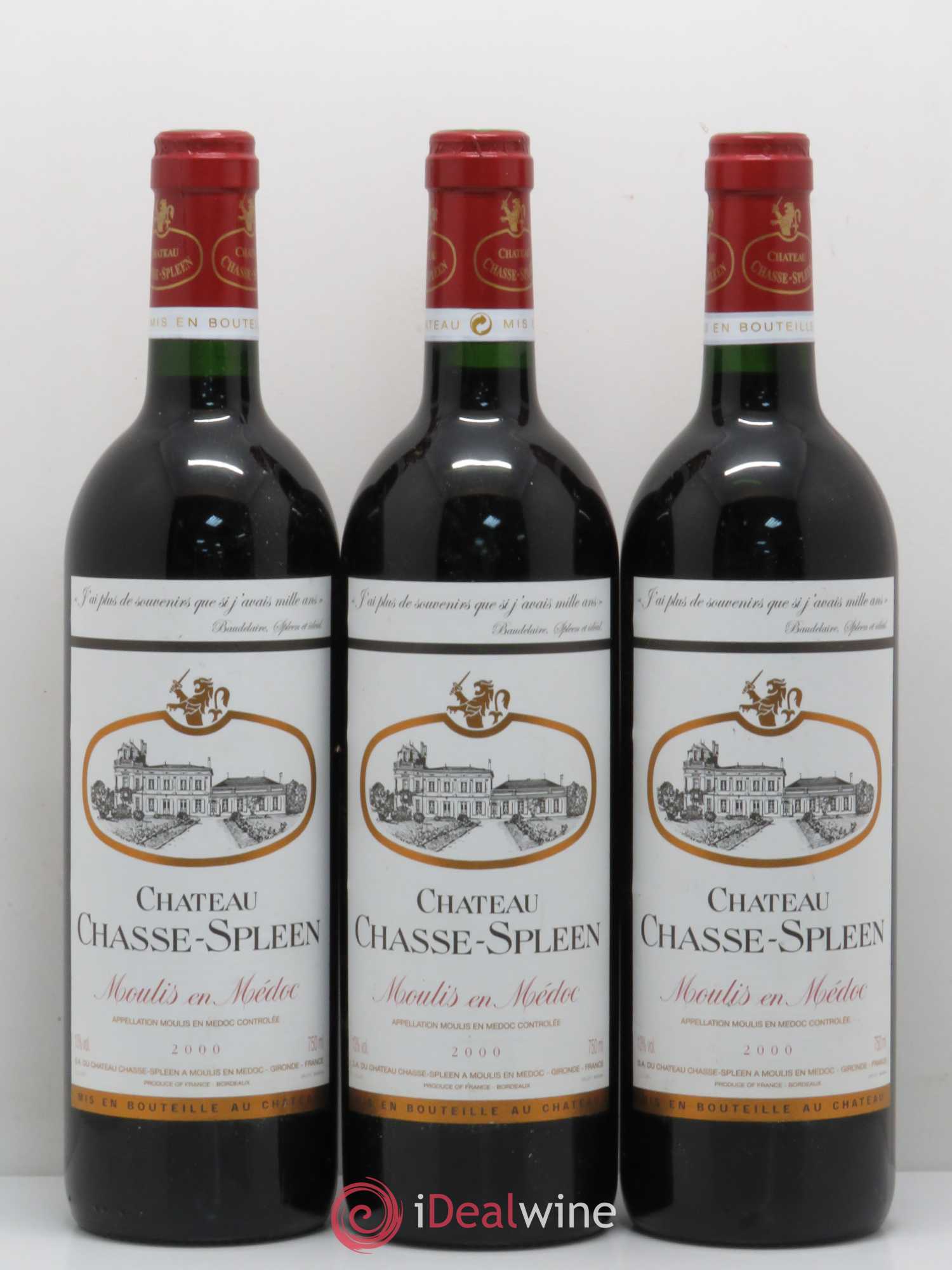 Château Chasse Spleen 2000 - Lot de 3 bouteilles - 0