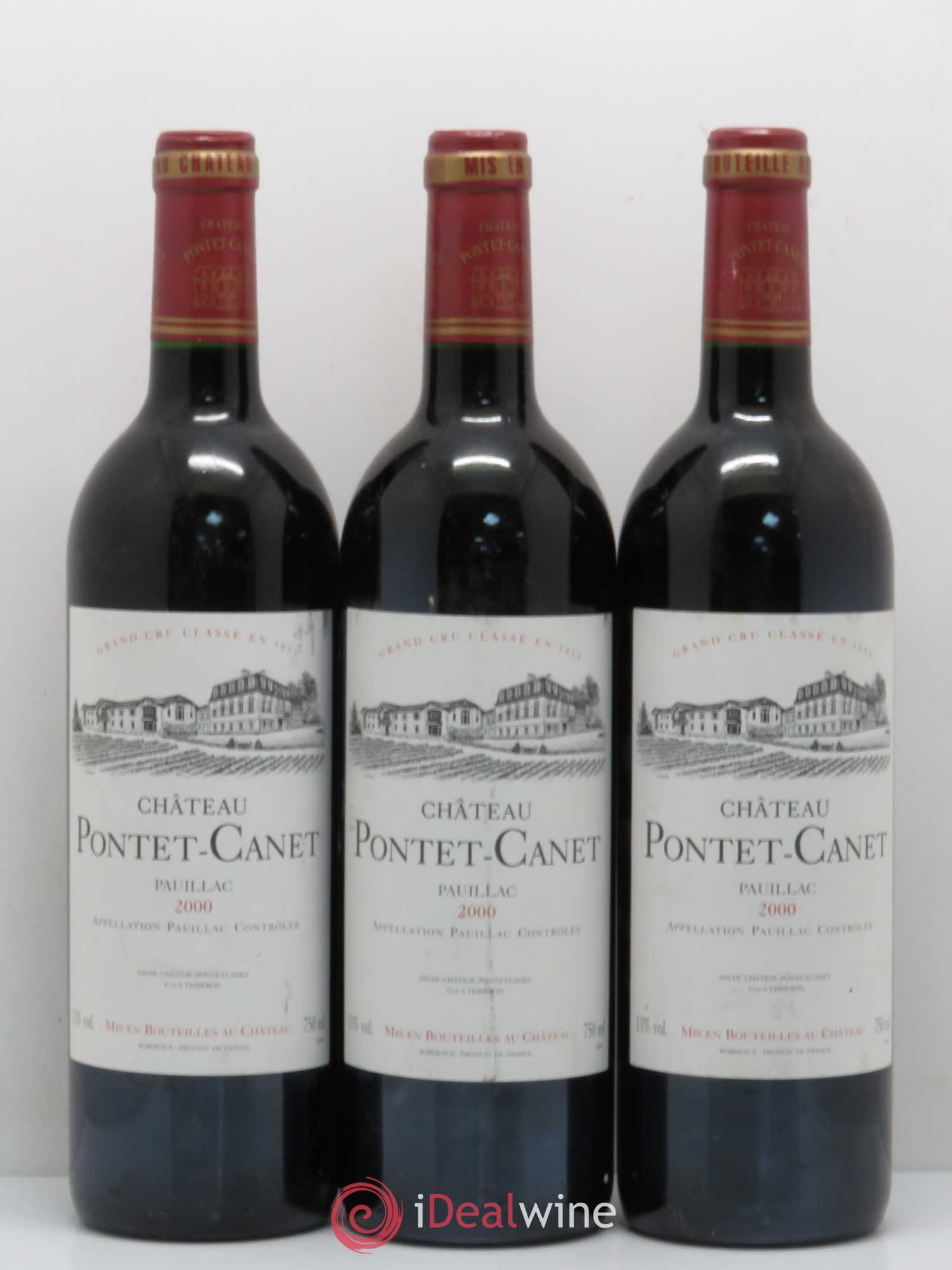 Château Pontet Canet 5ème Grand Cru Classé 2000 - Lot de 3 bouteilles - 0
