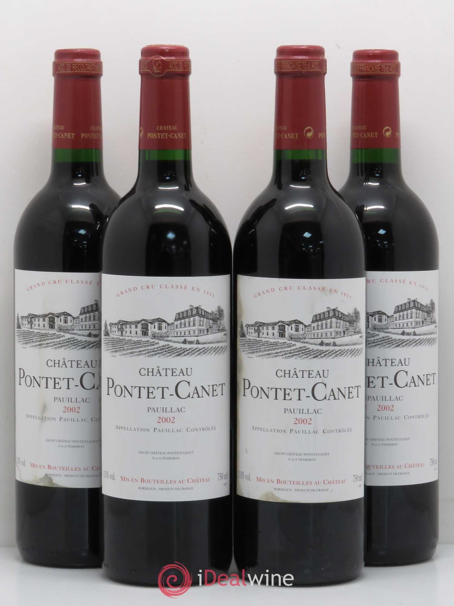 Château Pontet Canet 5ème Grand Cru Classé 2002 - Lot de 4 bouteilles - 0