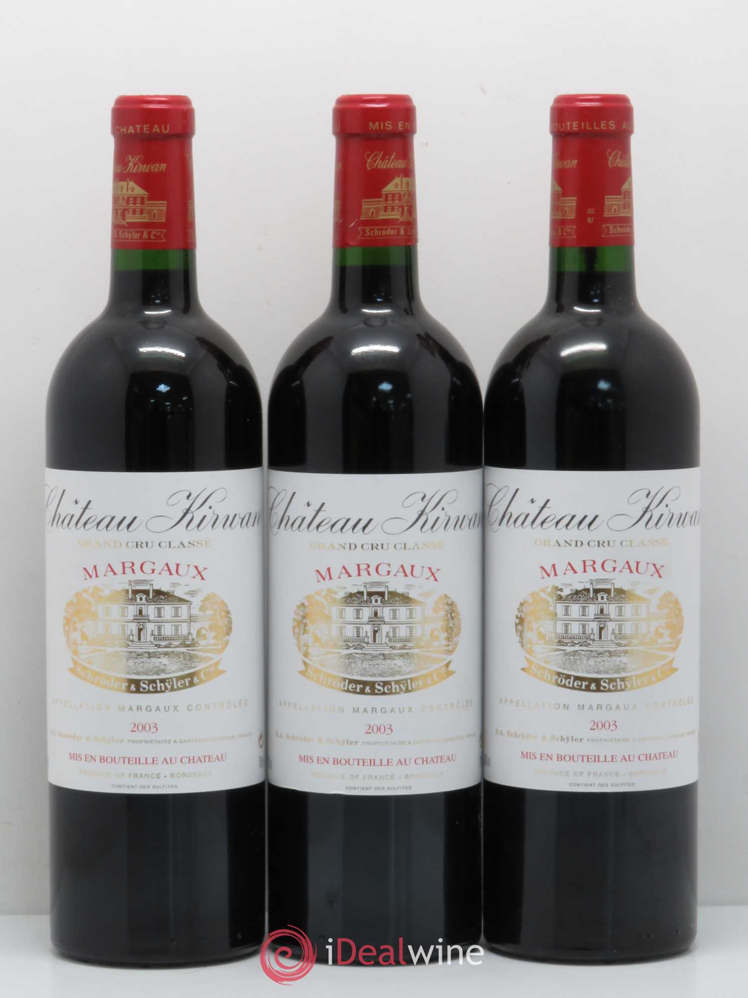 Château Kirwan 3ème Grand Cru Classé 2003 - Lot de 3 bouteilles - 0