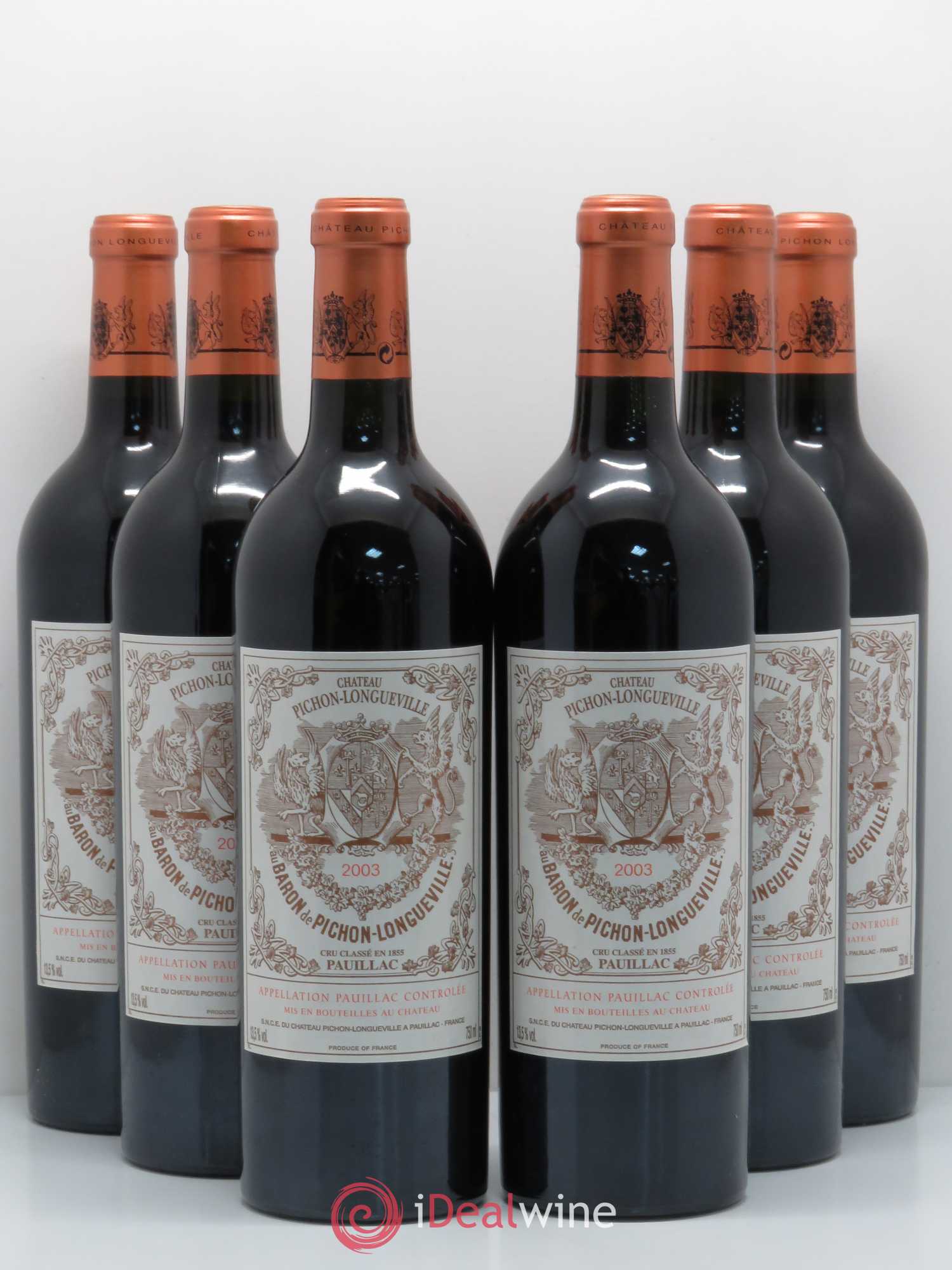Pichon Longueville Baron 2ème Grand Cru Classé 2003 - Lot de 6 bouteilles - 0