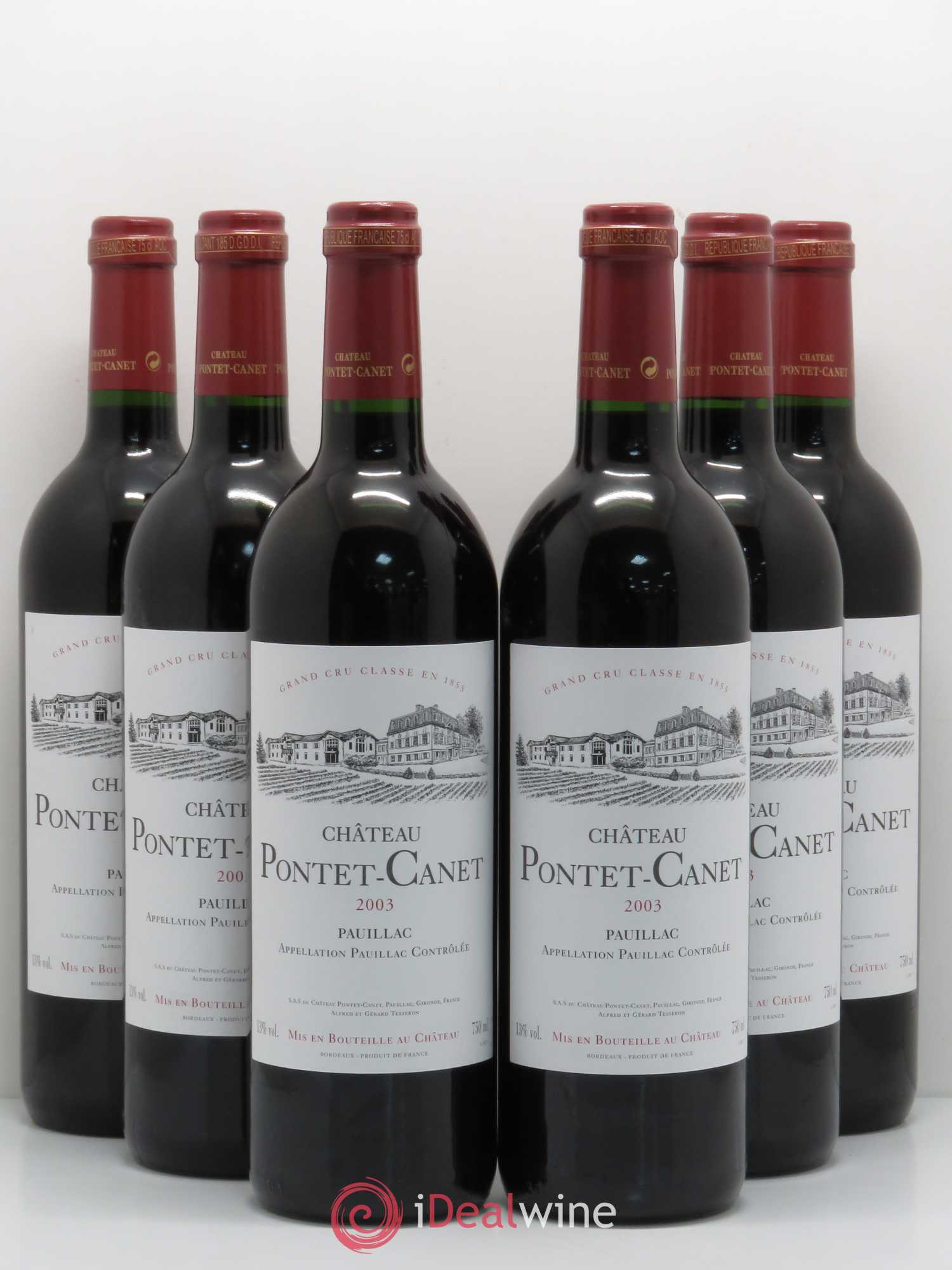 Château Pontet Canet 5ème Grand Cru Classé 2003 - Lot de 6 bouteilles - 0