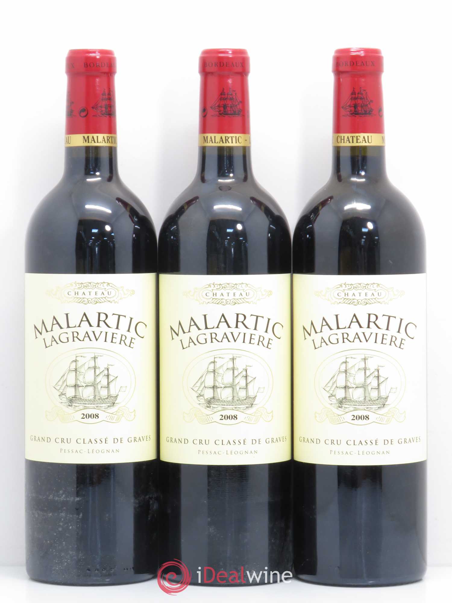 Château Malartic-Lagravière Cru Classé de Graves 2008 - Lot de 3 bouteilles - 0