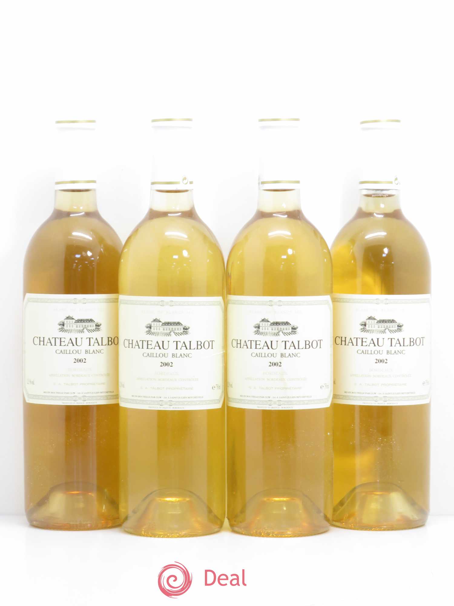 Château Talbot Caillou Blanc 2002 - Lot de 4 bouteilles - 0