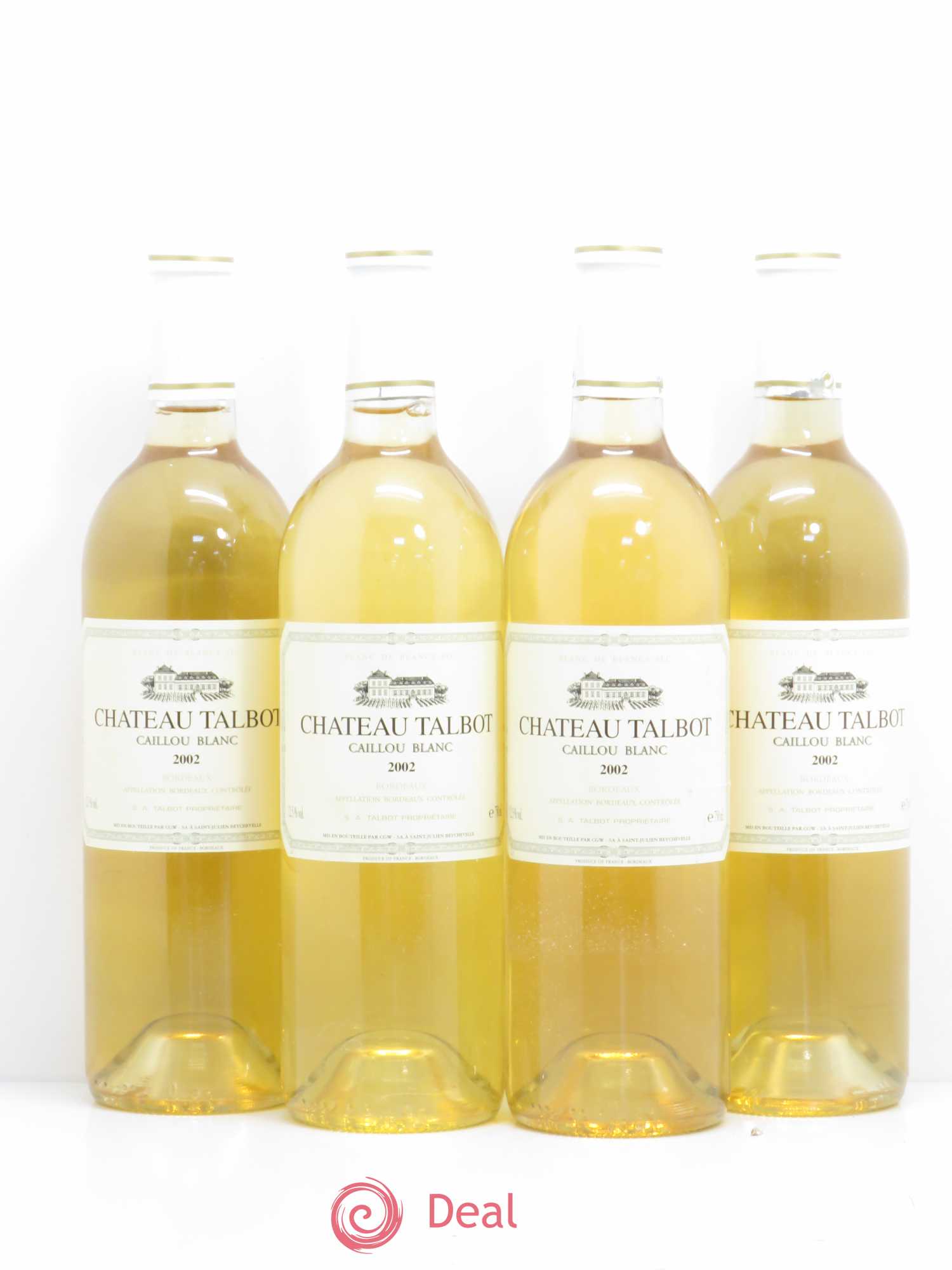 Château Talbot Caillou Blanc 2002 - Lot de 4 bouteilles - 0