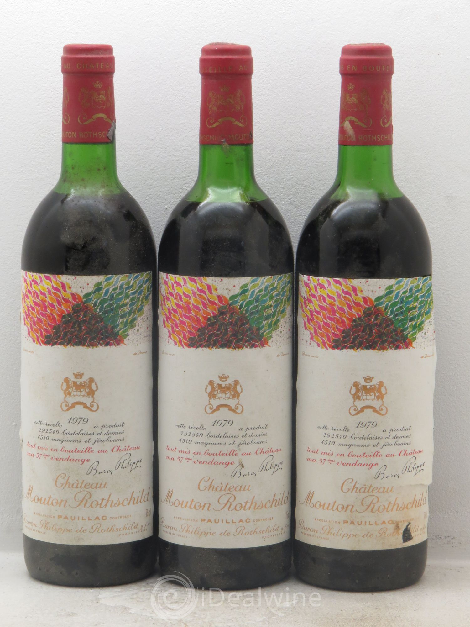 Château Mouton Rothschild 1er Grand Cru Classé 1979 - Lot de 3 bouteilles - 0