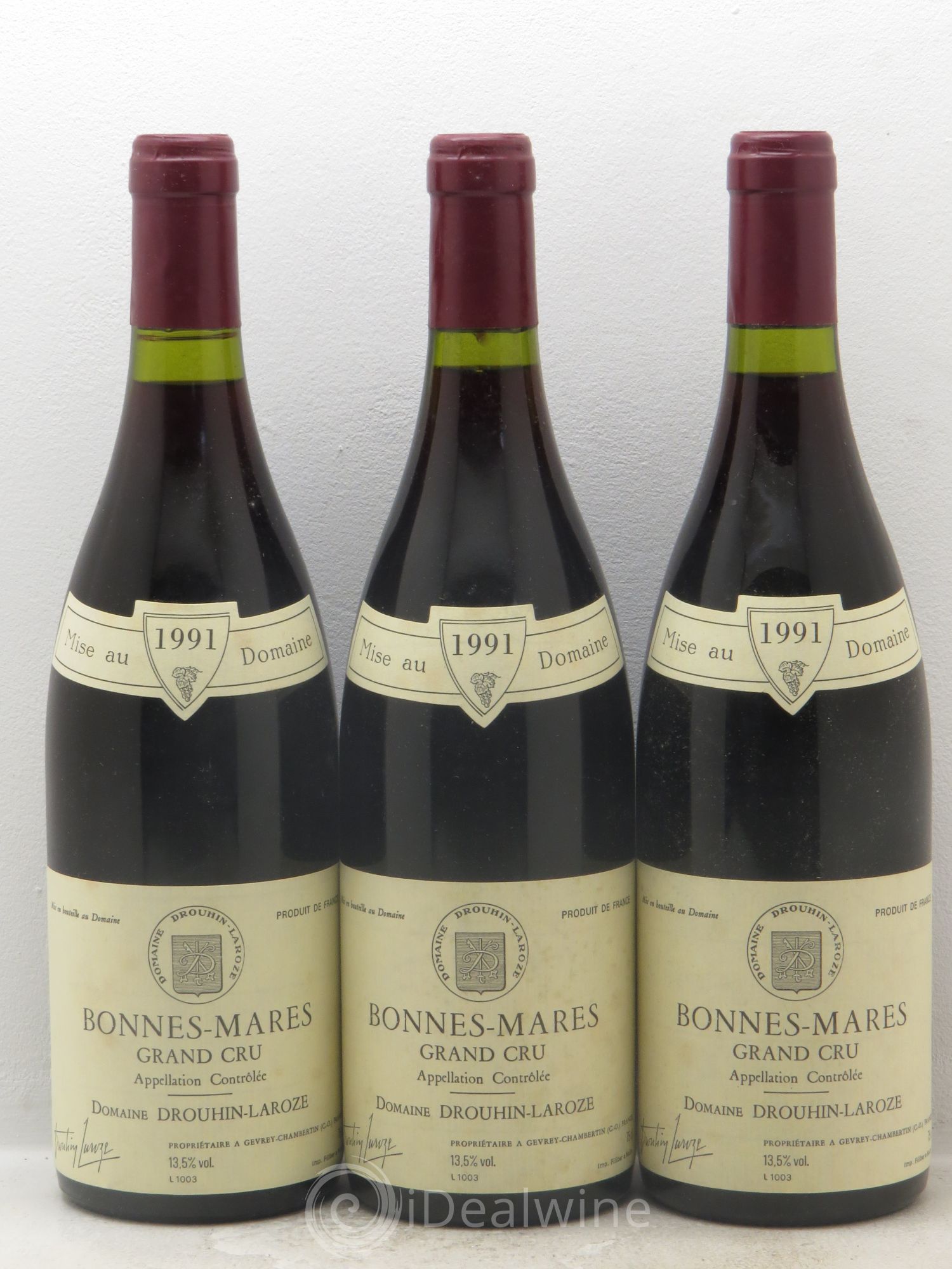 Bonnes-Mares Grand Cru Drouhin-Laroze 1991 - Lot de 3 bouteilles - 0