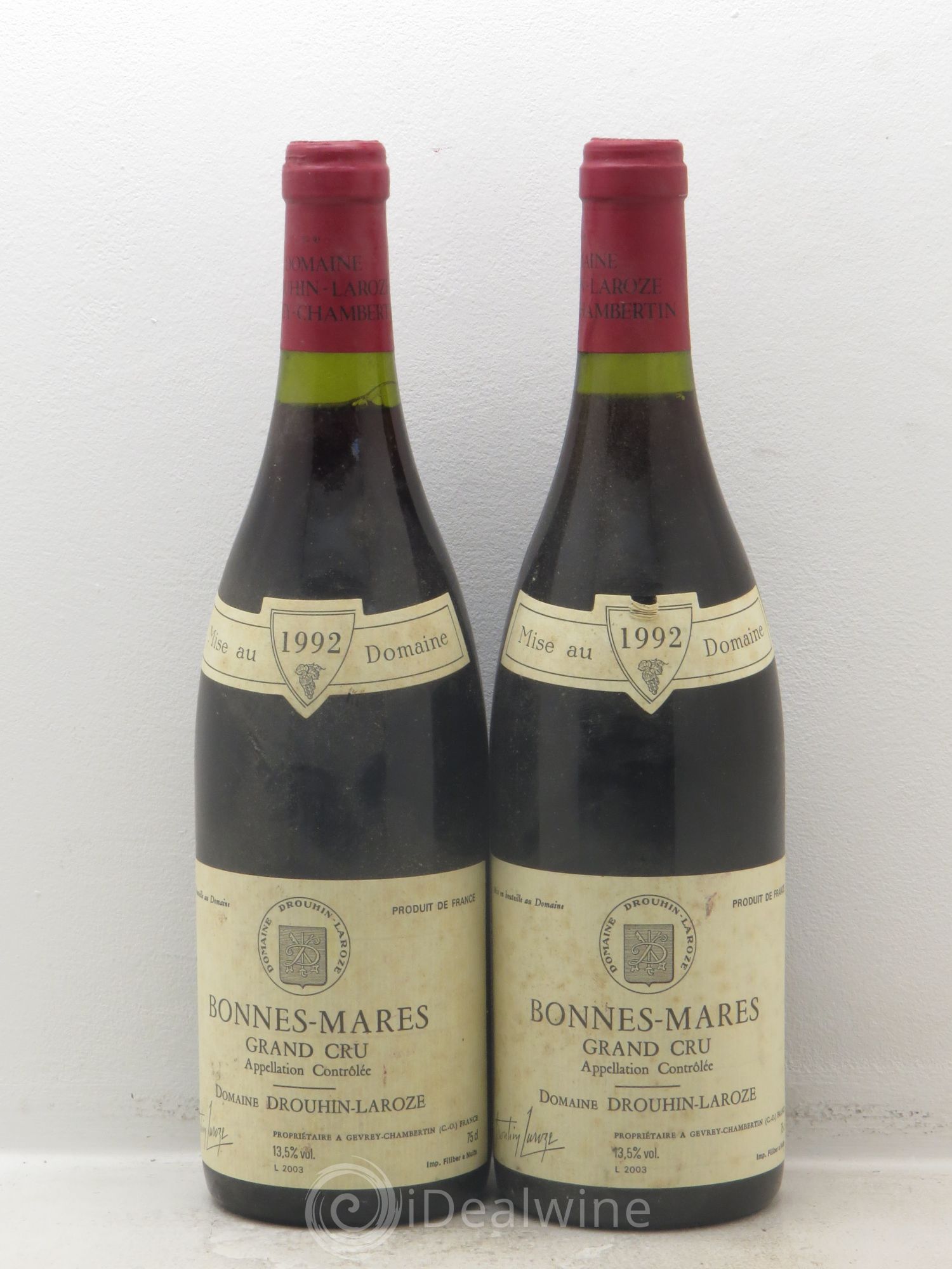 Bonnes-Mares Grand Cru Domaine Drouhin-Laroze 1992 - Lot de 2 bouteilles - 0