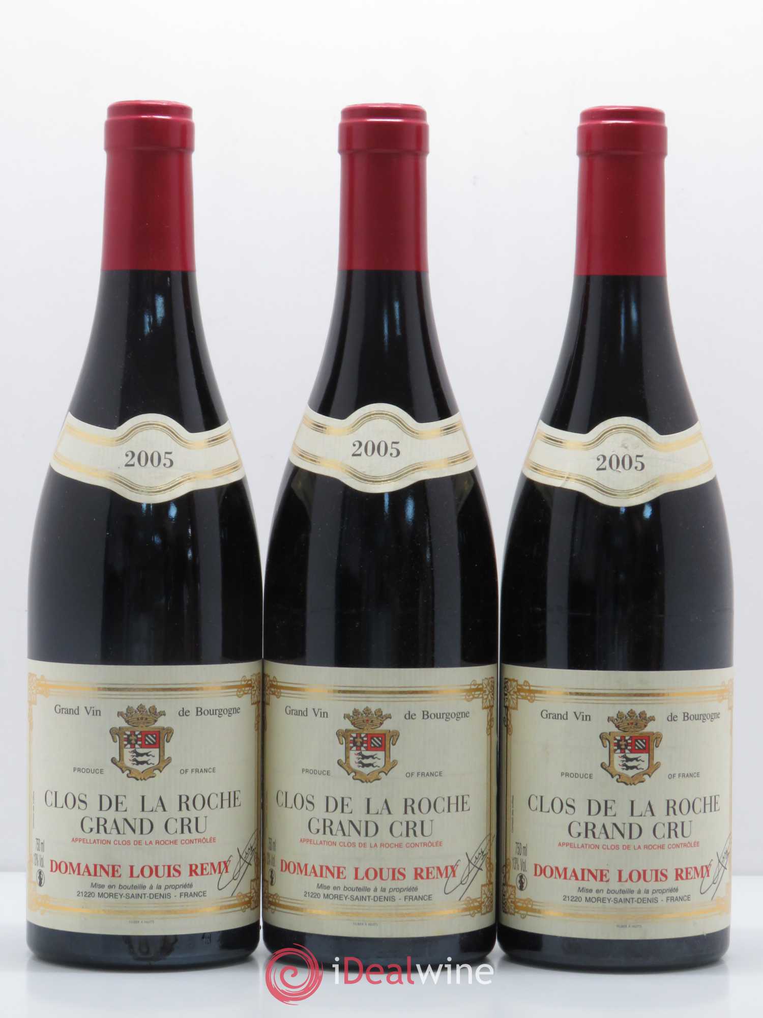 Clos de la Roche Grand Cru Domaine Louis Remy 2005 - Lot de 3 bouteilles - 0
