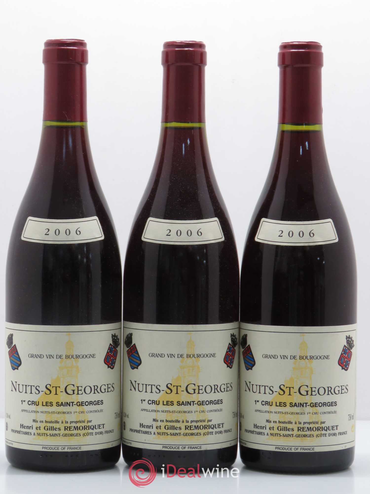Nuits-Saint-Georges 1er Cru Les Saints Georges Gilles Remoriquet 2006 - Lot de 3 bouteilles - 0