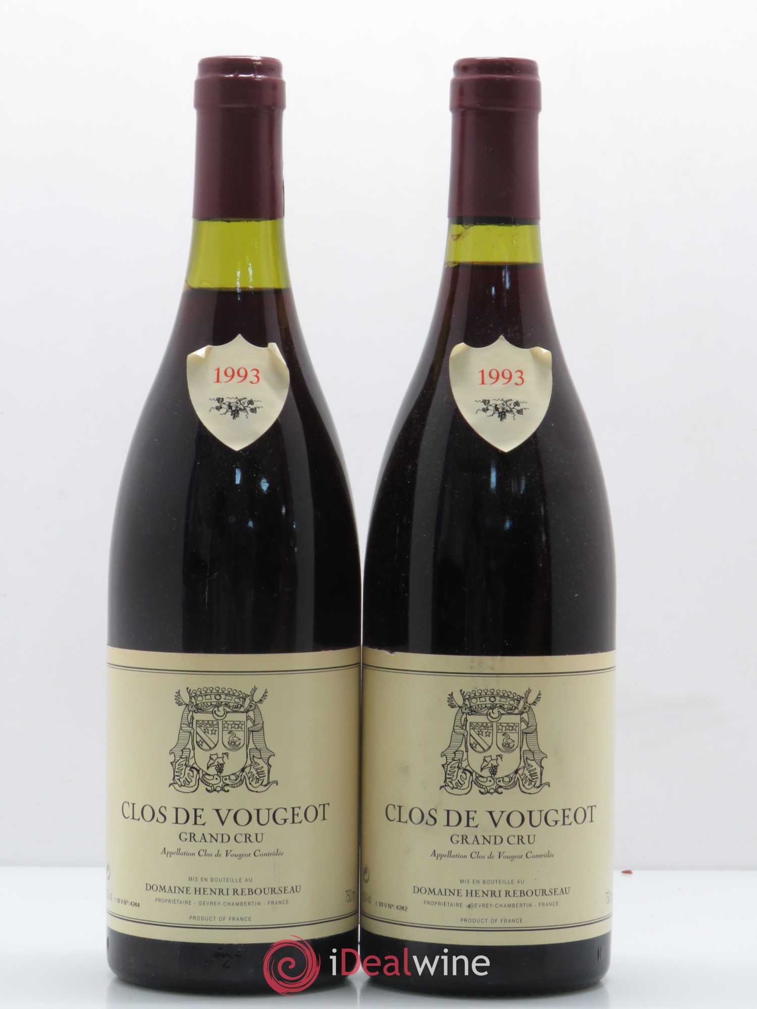 Clos de Vougeot Grand Cru Henri Rebourseau (Domaine) 1993 - Lot de 2 bouteilles - 0