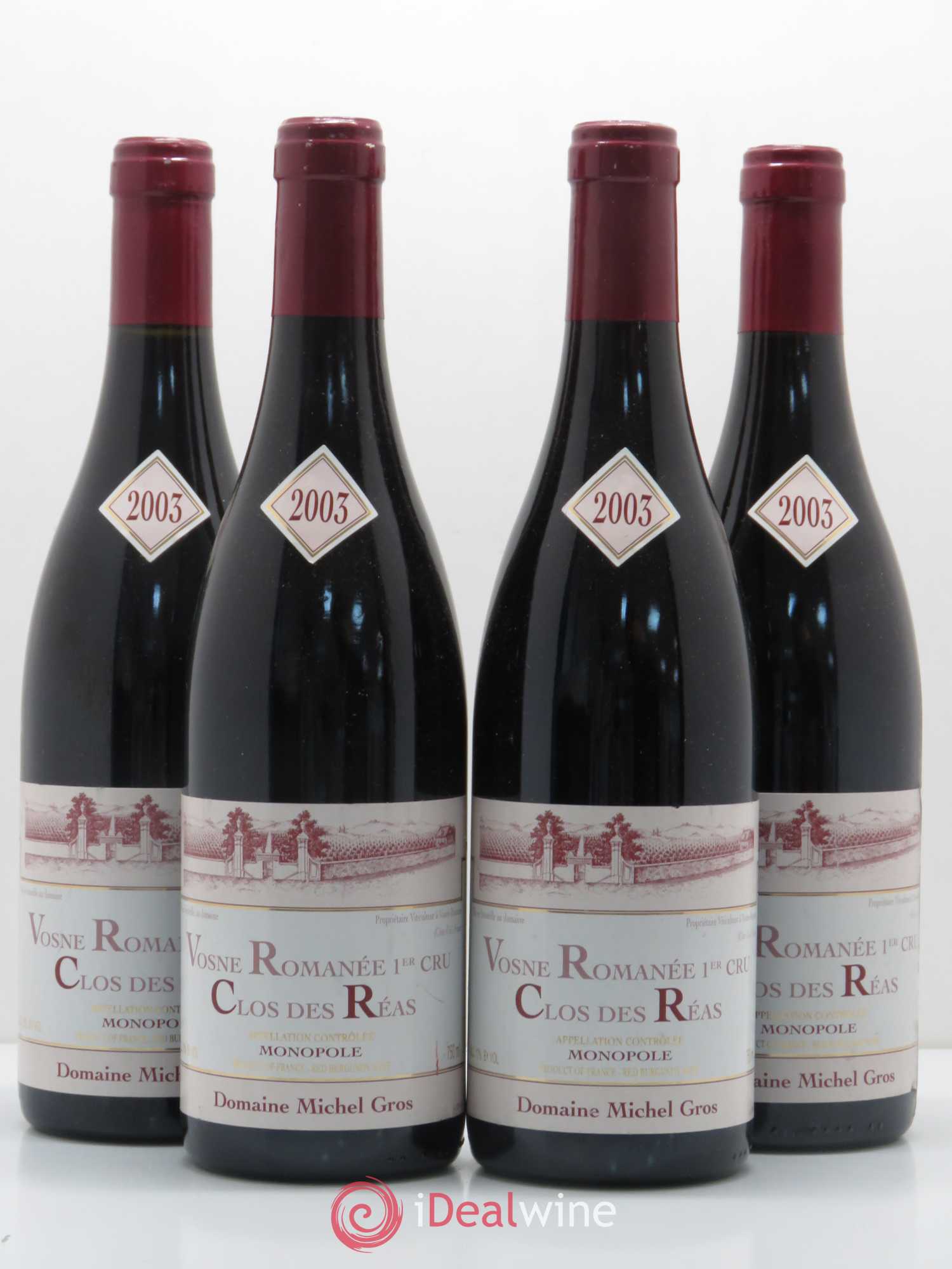 Vosne-Romanée 1er Cru Clos des Réas Michel Gros 2003 - Lot de 4 bouteilles - 0