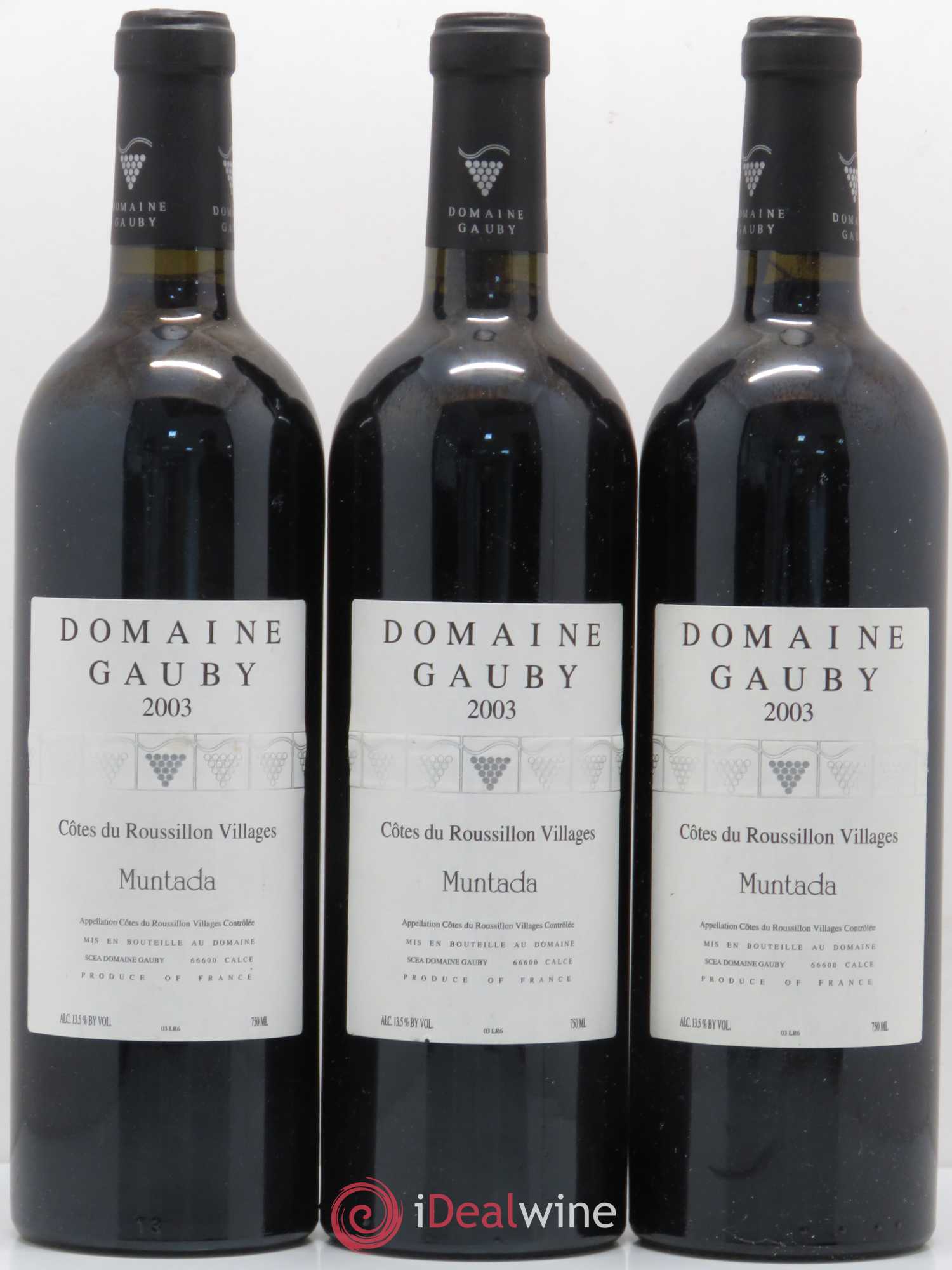 Côtes Catalanes (anciennement Côtes du Roussillon Villages) La Muntada Gauby (Domaine) 2003 - Lot de 3 bouteilles - 0