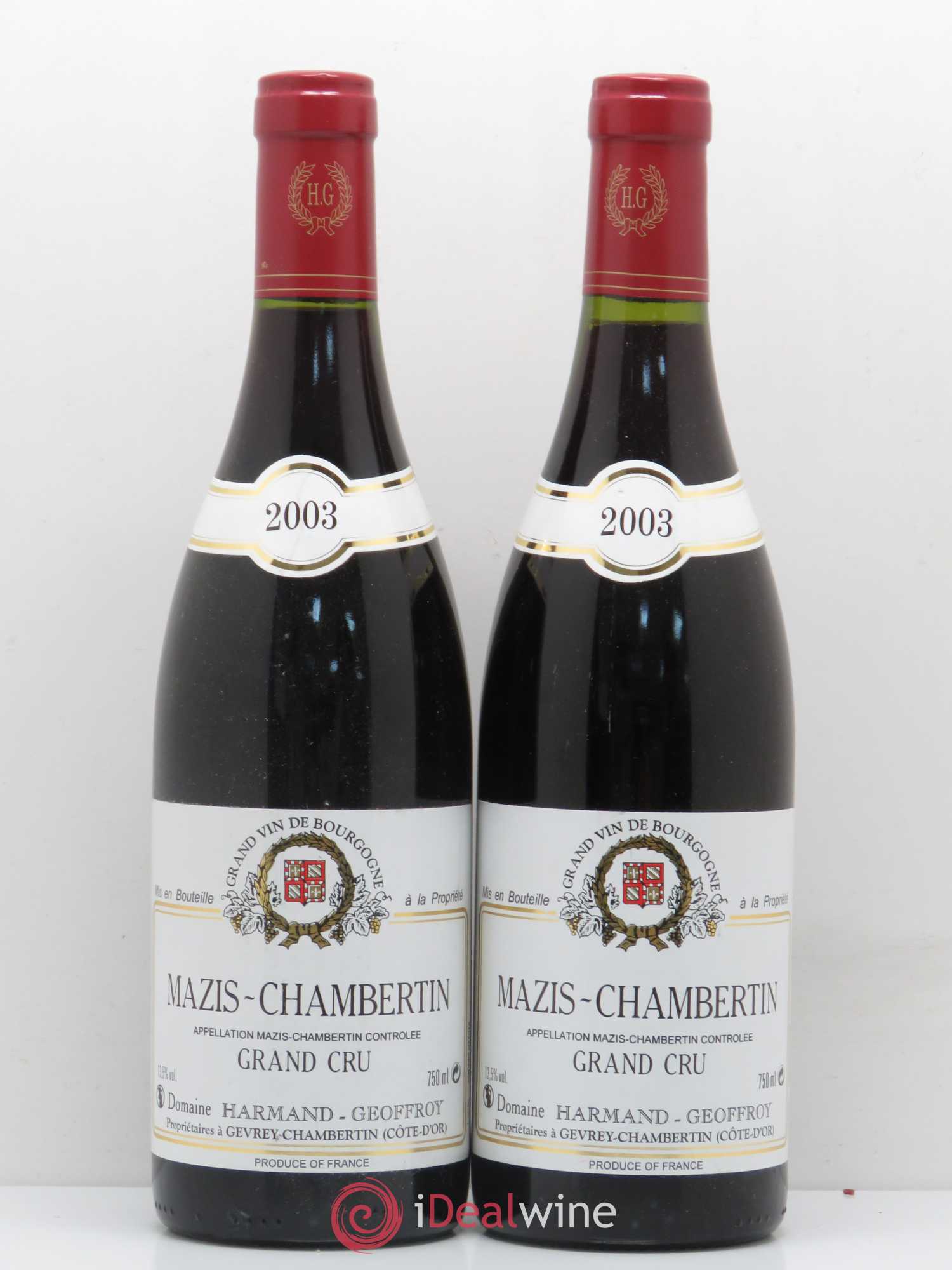 Mazis-Chambertin Grand Cru Harmand-Geoffroy (Domaine) 2003 - Lot de 2 bouteilles - 0