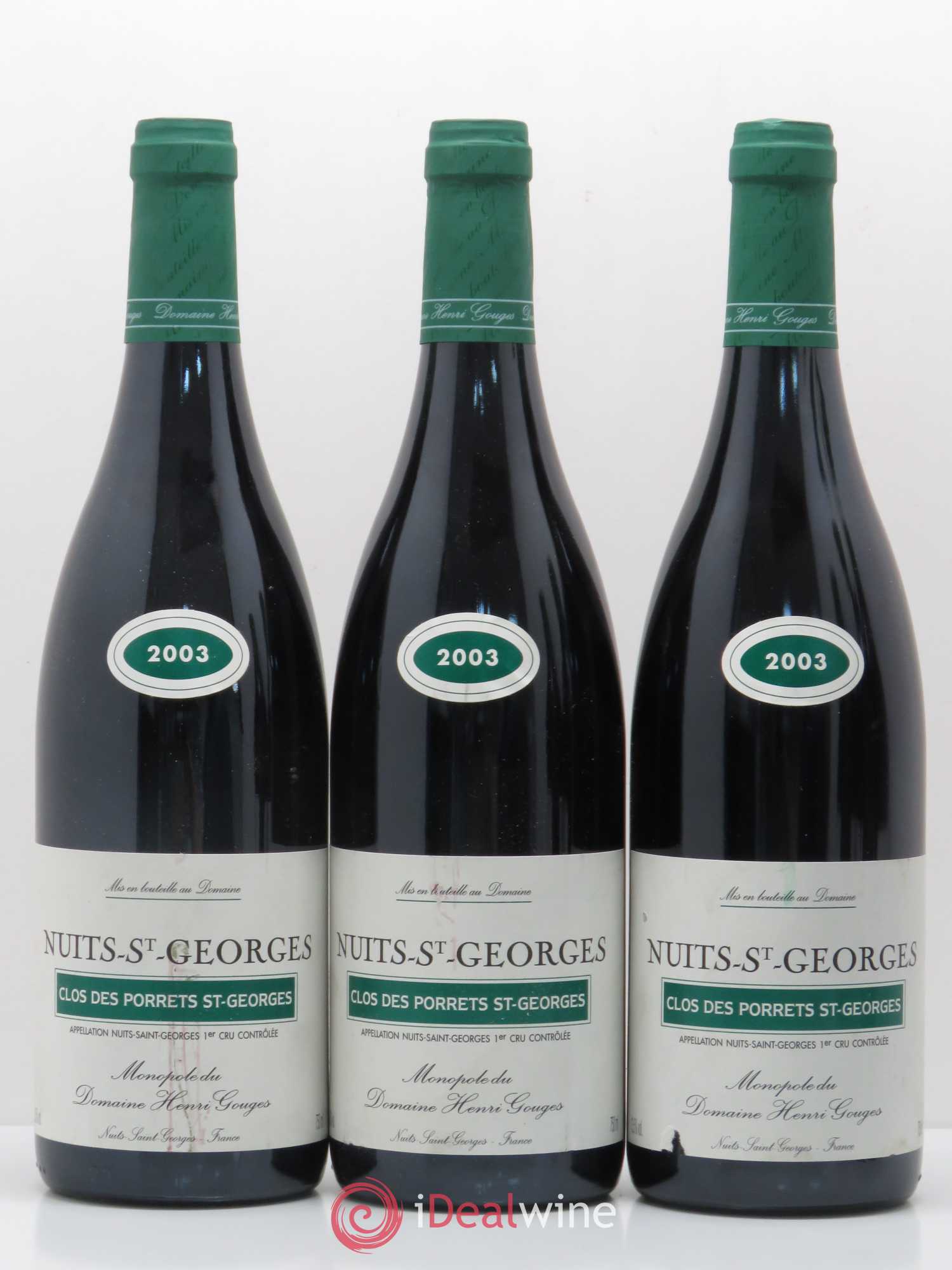 Nuits-Saint-Georges 1er Cru Clos des Porrets St Georges Henri Gouges 2003 - Lot de 5 bouteilles - 1