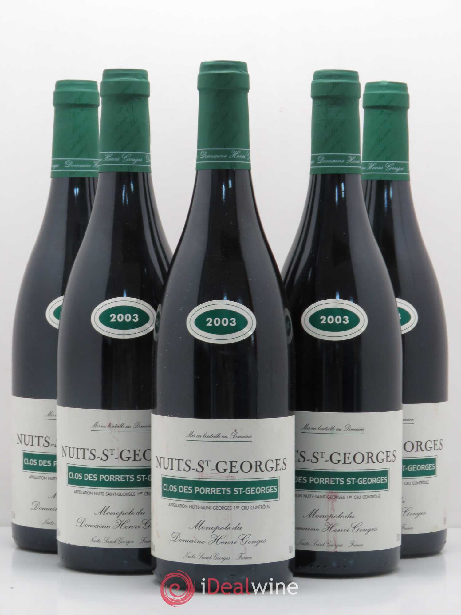 Nuits-Saint-Georges 1er Cru Clos des Porrets St Georges Henri Gouges 2003 - Lot de 5 bouteilles - 0