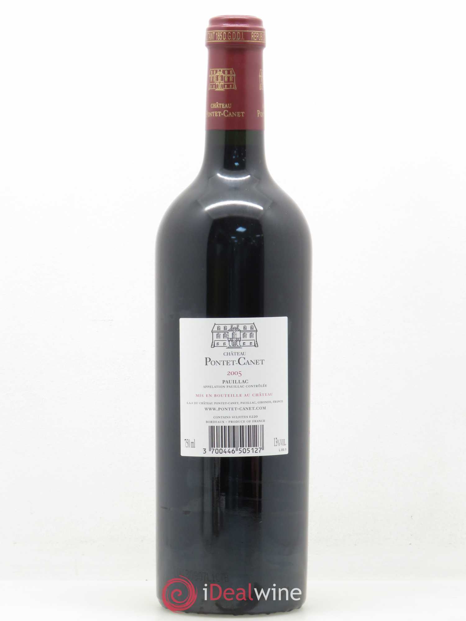 Château Pontet Canet 5ème Grand Cru Classé 2005 - Lot de 1 bouteille - 1