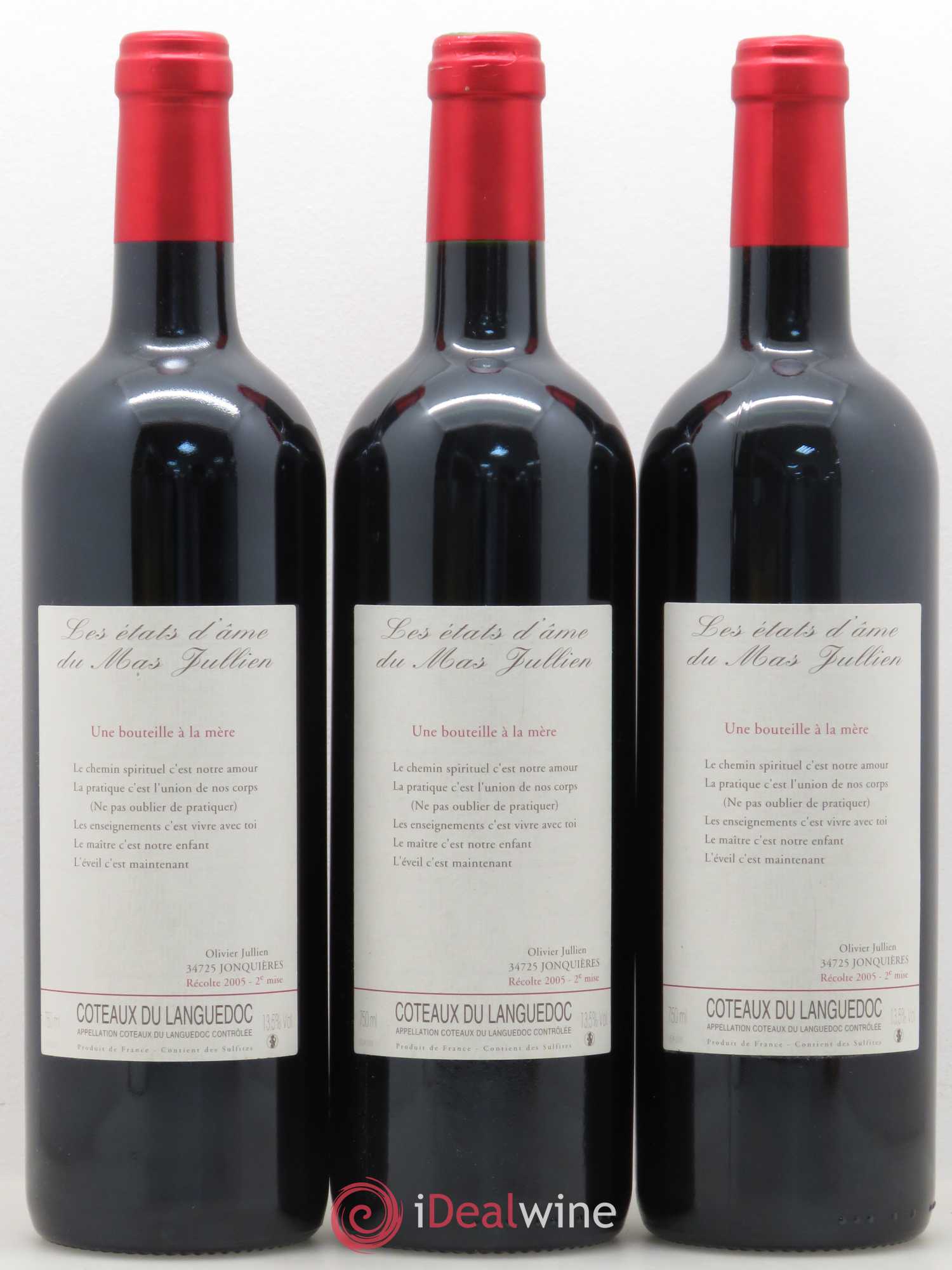 Terrasses du Larzac Mas Jullien Les Etats d'Ame du Mas Jullien Olivier Jullien 2005 - Lot de 3 bouteilles - 0