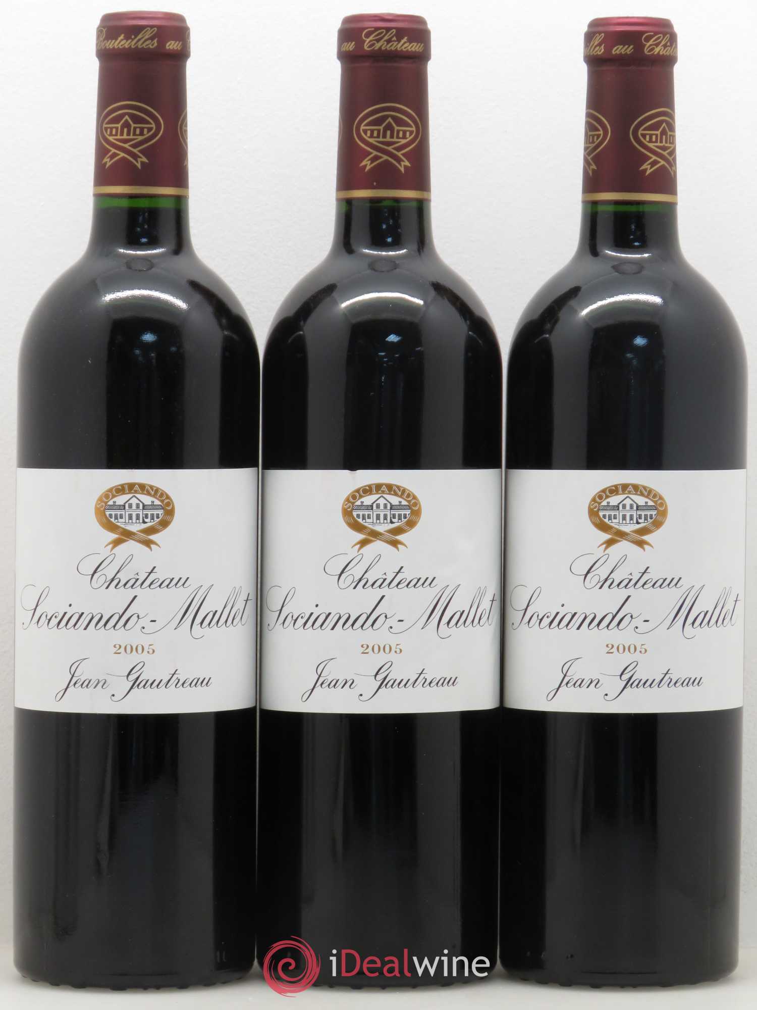 Château Sociando Mallet 2005 - Lot de 3 bouteilles - 0