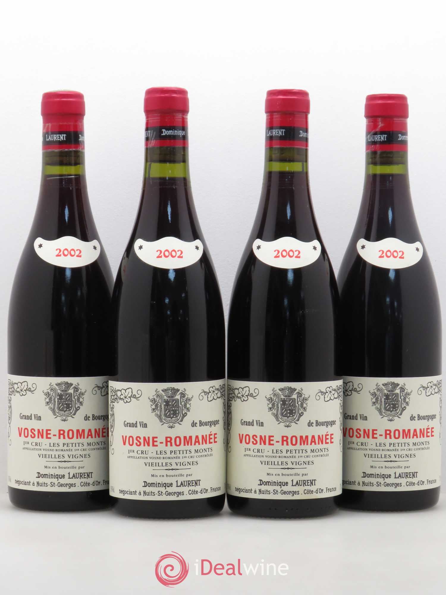 Vosne-Romanée 1er Cru Les Petits Monts Vieilles Vignes Dominique Laurent 2002 - Posten von 4 Flaschen - 0