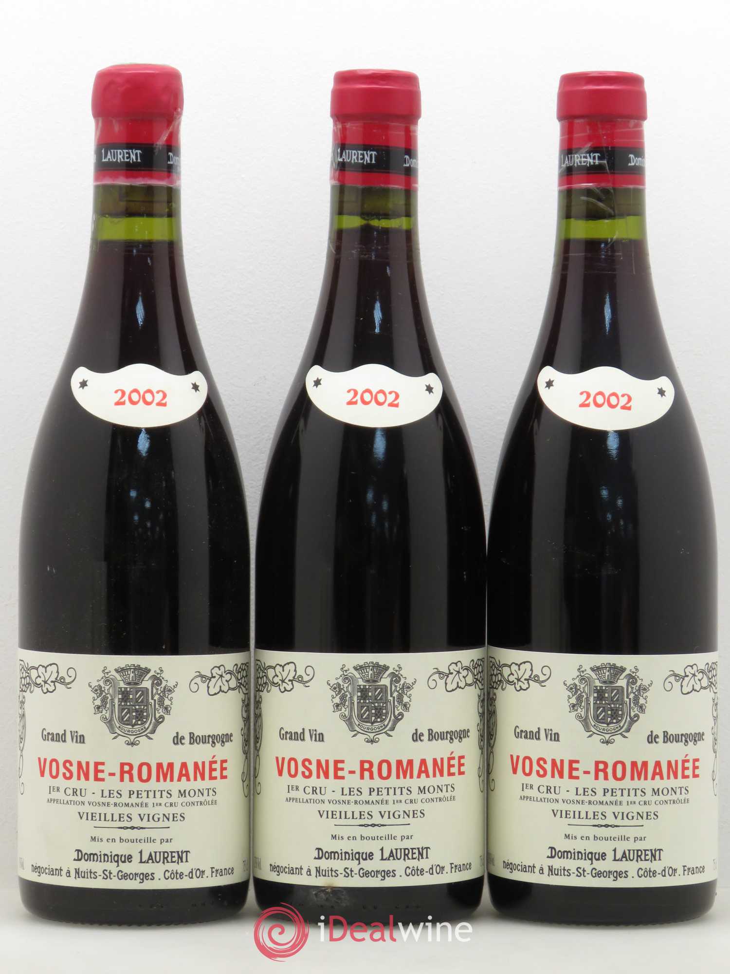 Vosne-Romanée 1er Cru Les Petits Monts Vieilles Vignes Dominique Laurent 2002 - Posten von 3 Flaschen - 0