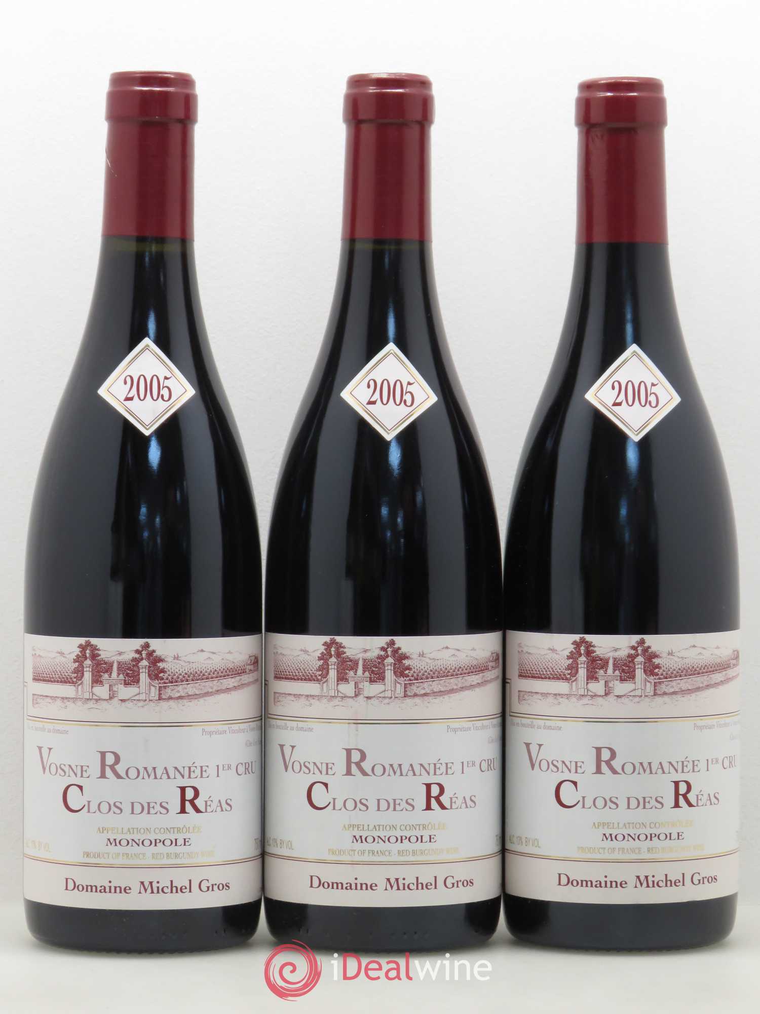 Vosne-Romanée 1er Cru Clos des Réas Michel Gros 2005 - Lot de 3 bouteilles - 0