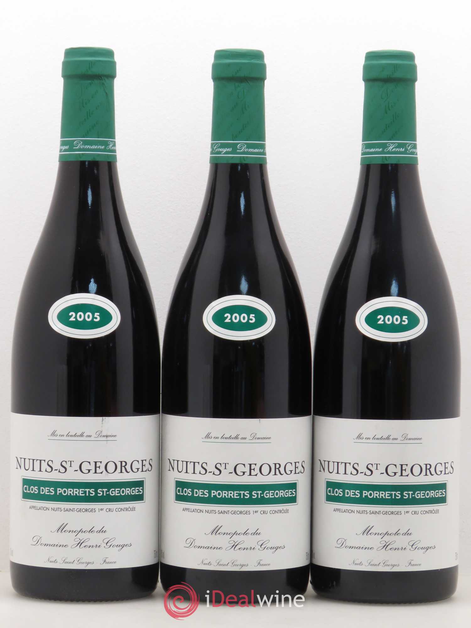 Nuits-Saint-Georges 1er Cru Clos des Porrets St Georges Henri Gouges 2005 - Lot of 3 bottles - 0