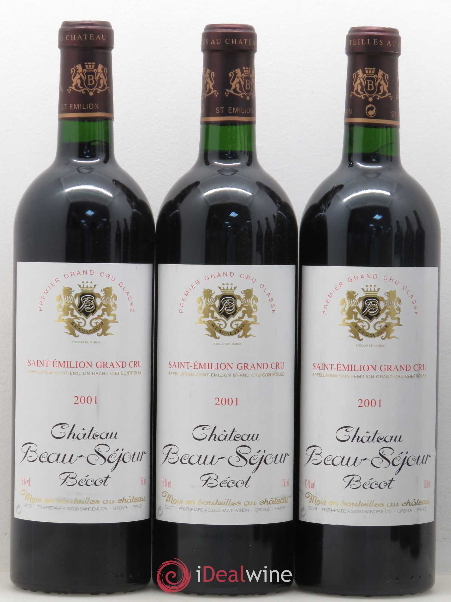 Château Beau-Séjour Bécot 1er Grand Cru Classé B 2001 - Lot de 6 bouteilles - 1