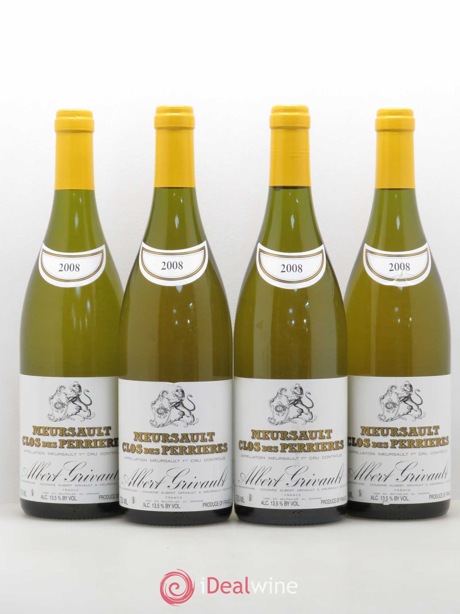 Meursault 1er Cru Clos des Perrières Monopole Albert Grivault 2008 - Lot de 4 bouteilles - 0
