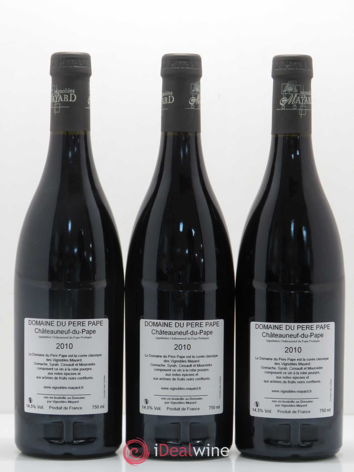 Châteauneuf-du-Pape Cuvée du Père Pape Vignobles Mayard 2010 - Lot de 3 bouteilles - 1