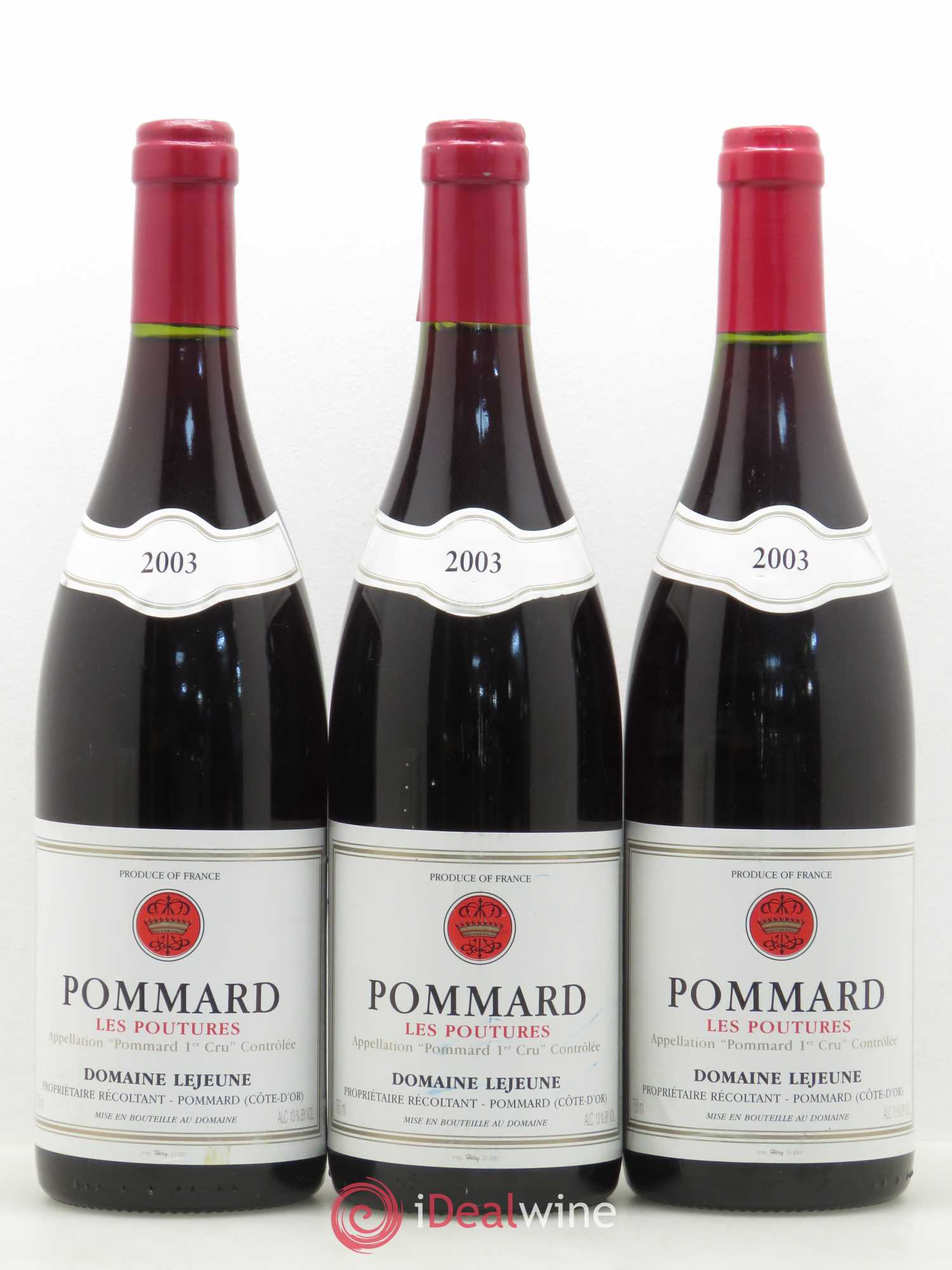 Pommard 1er Cru Les Poutures Lejeune 2003 - Posten von 3 Flaschen - 0