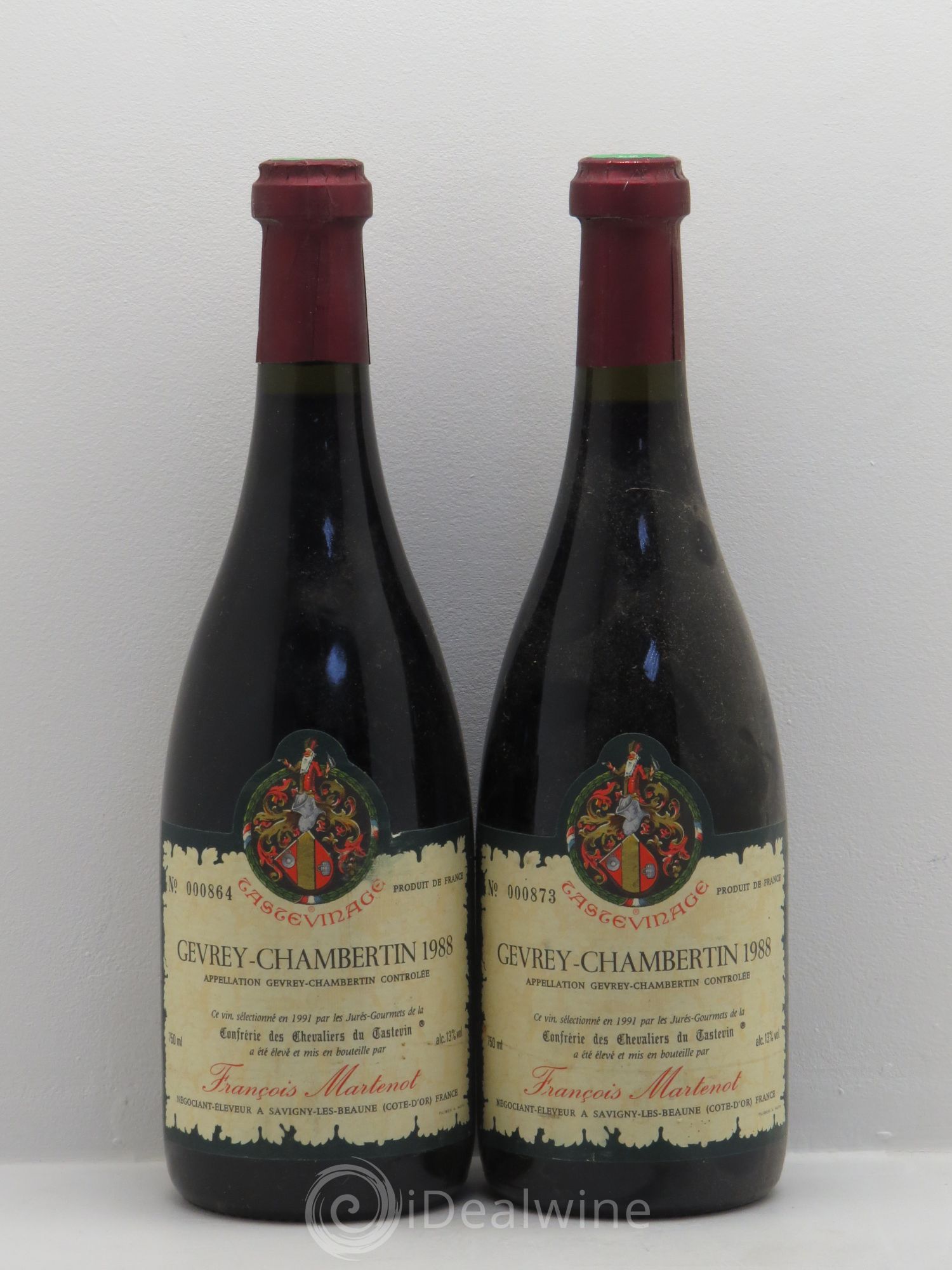Gevrey-Chambertin Confrérie des Chevaliers de Tastevin - F.Martenot 1988 - Posten von 2 Flaschen - 0
