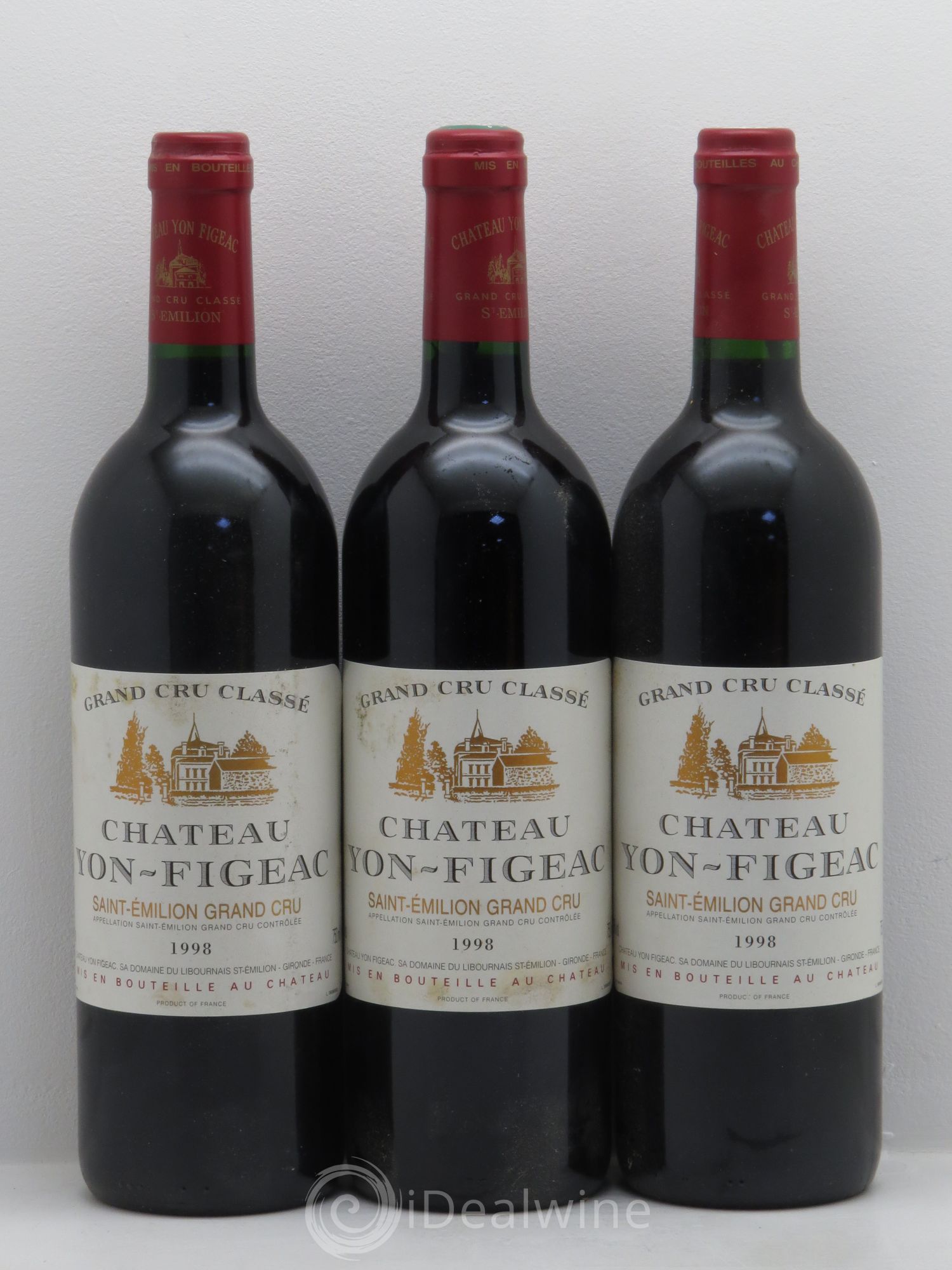 Château Yon Figeac Grand Cru Classé 1998 - Lot de 3 bouteilles - 0