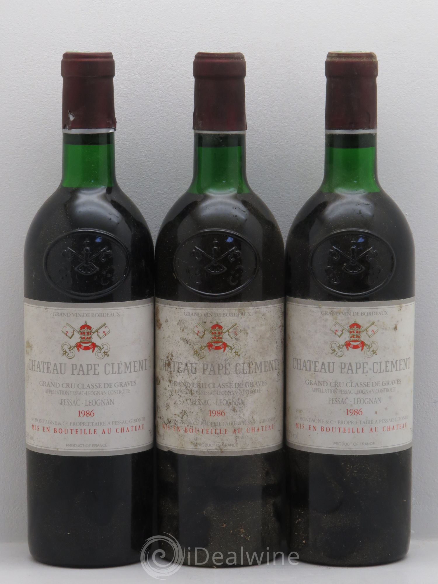 Château Pape Clément Cru Classé de Graves 1986 - Lot de 3 bouteilles - 0
