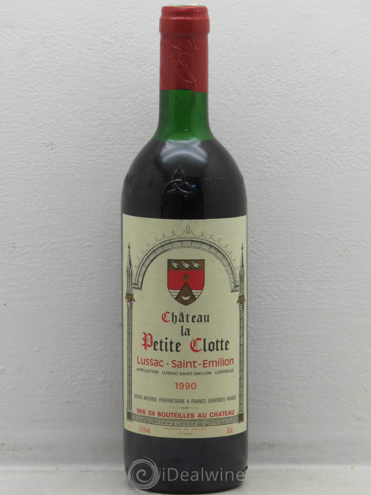 Bordeaux Château La Petite Clotte - Lussac St Emilion 1990 - Posten von 1 Flasche - 0