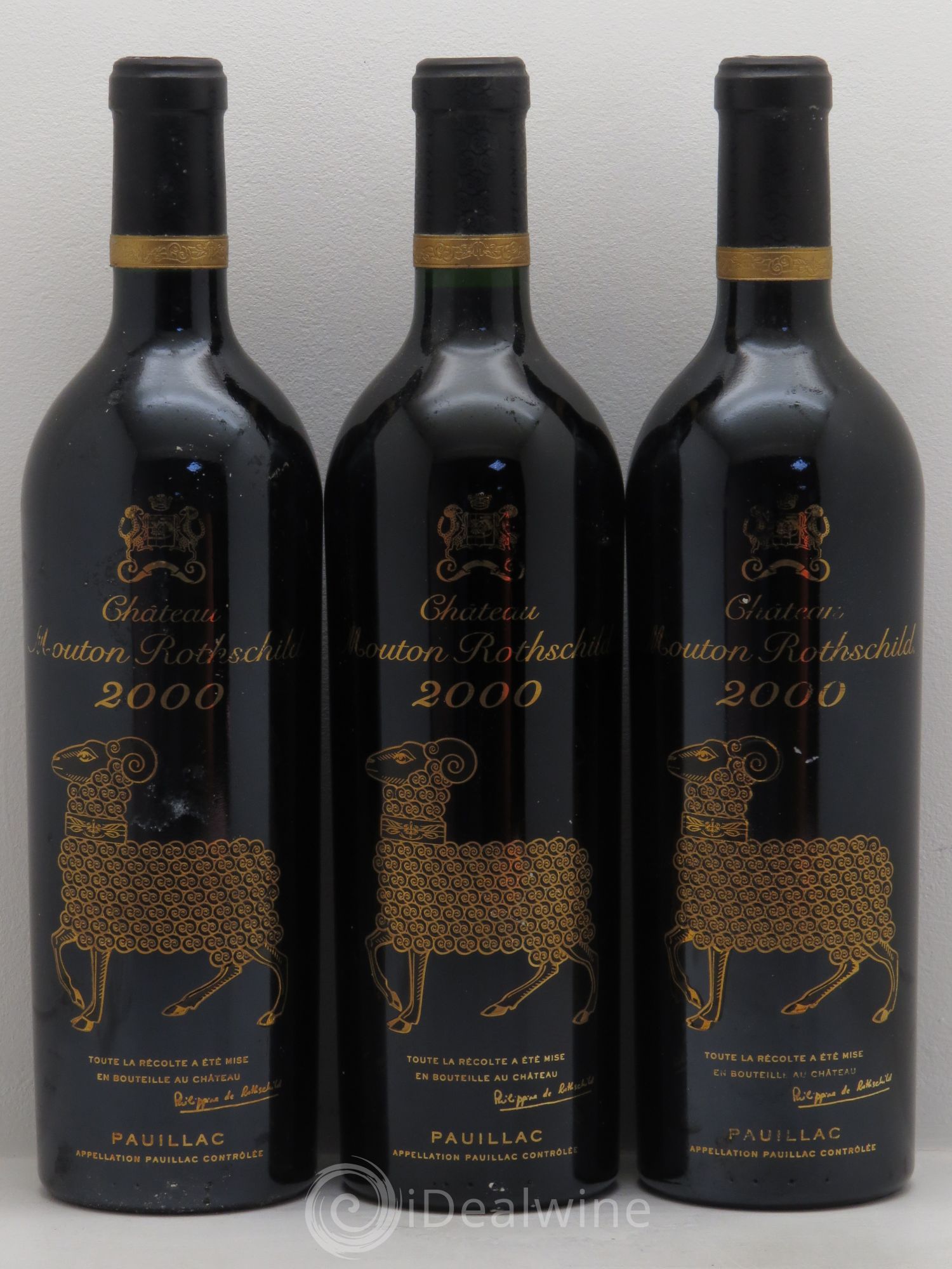 Château Mouton Rothschild 1er Grand Cru Classé 2000 - Lot de 3 bouteilles - 0