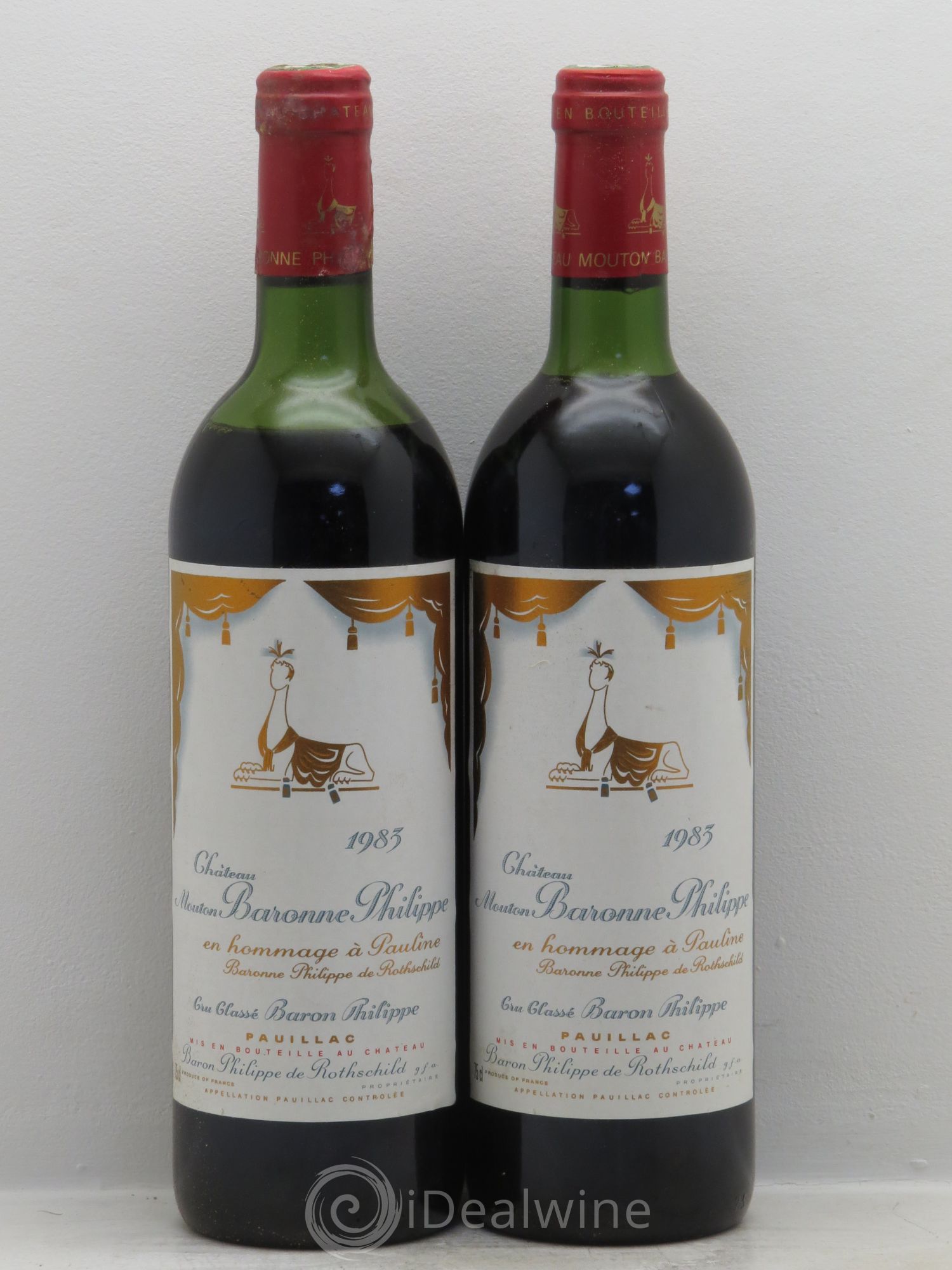 Château d' Armailhac - Mouton Baron(ne) Philippe 5ème Grand Cru Classé 1983 - Lot de 2 bouteilles - 0